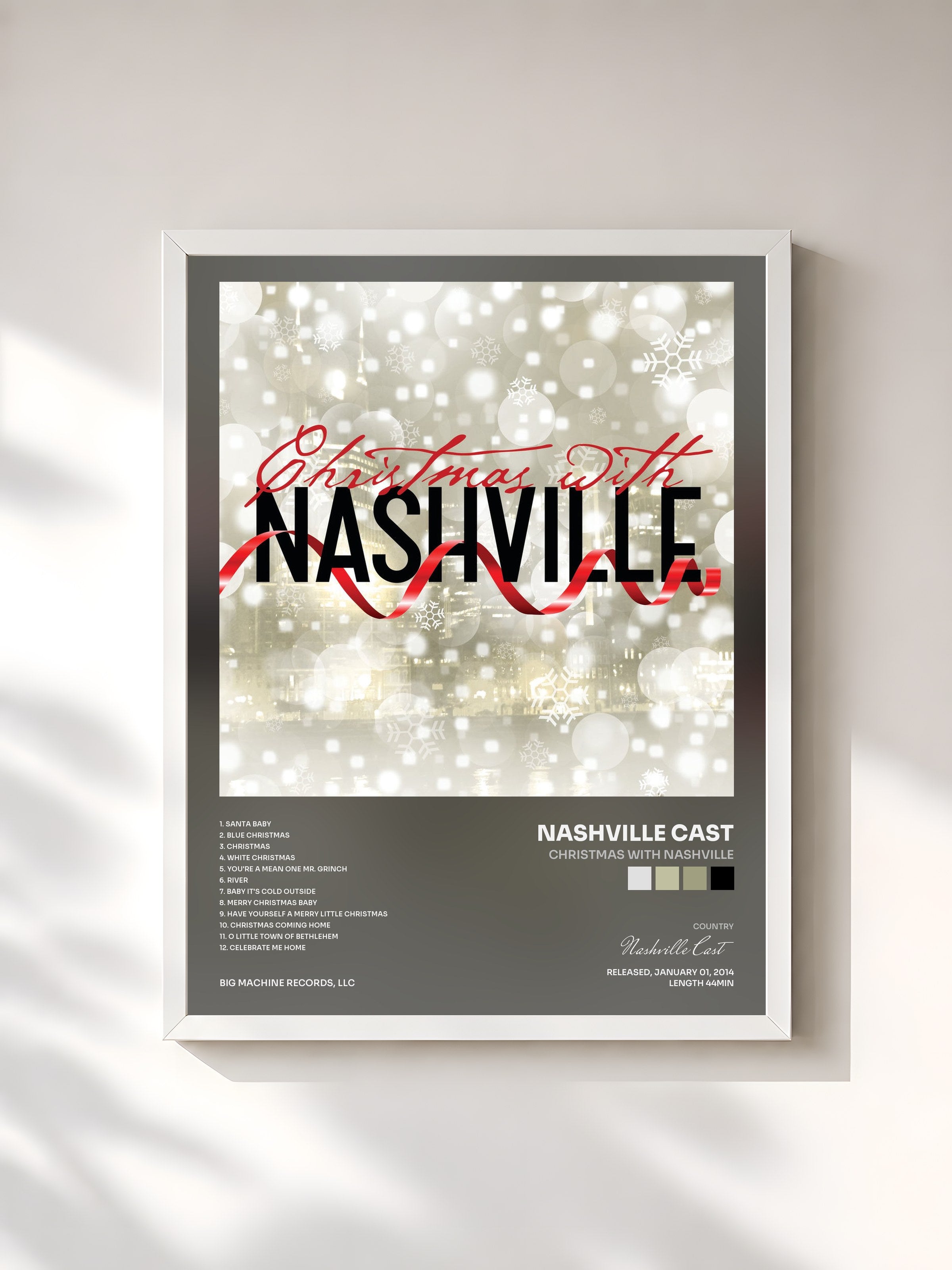 #blanc Tableau de l'album Christmas With Nashville de Nashville Cast, cadre blanc, imprimé et encadré en France