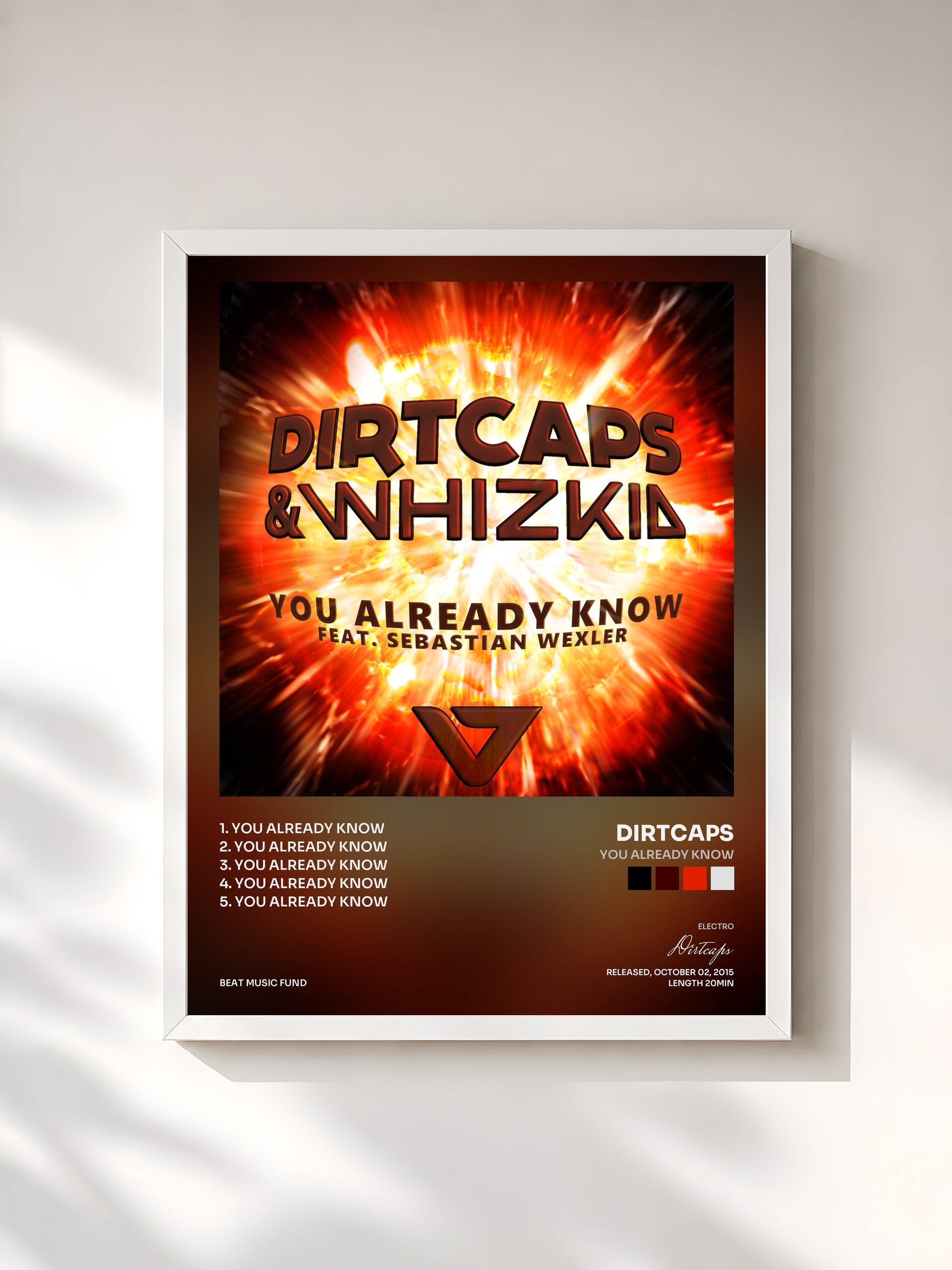 #blanc Tableau de l'album You Already Know de Dirtcaps, cadre blanc, imprimé et encadré en France