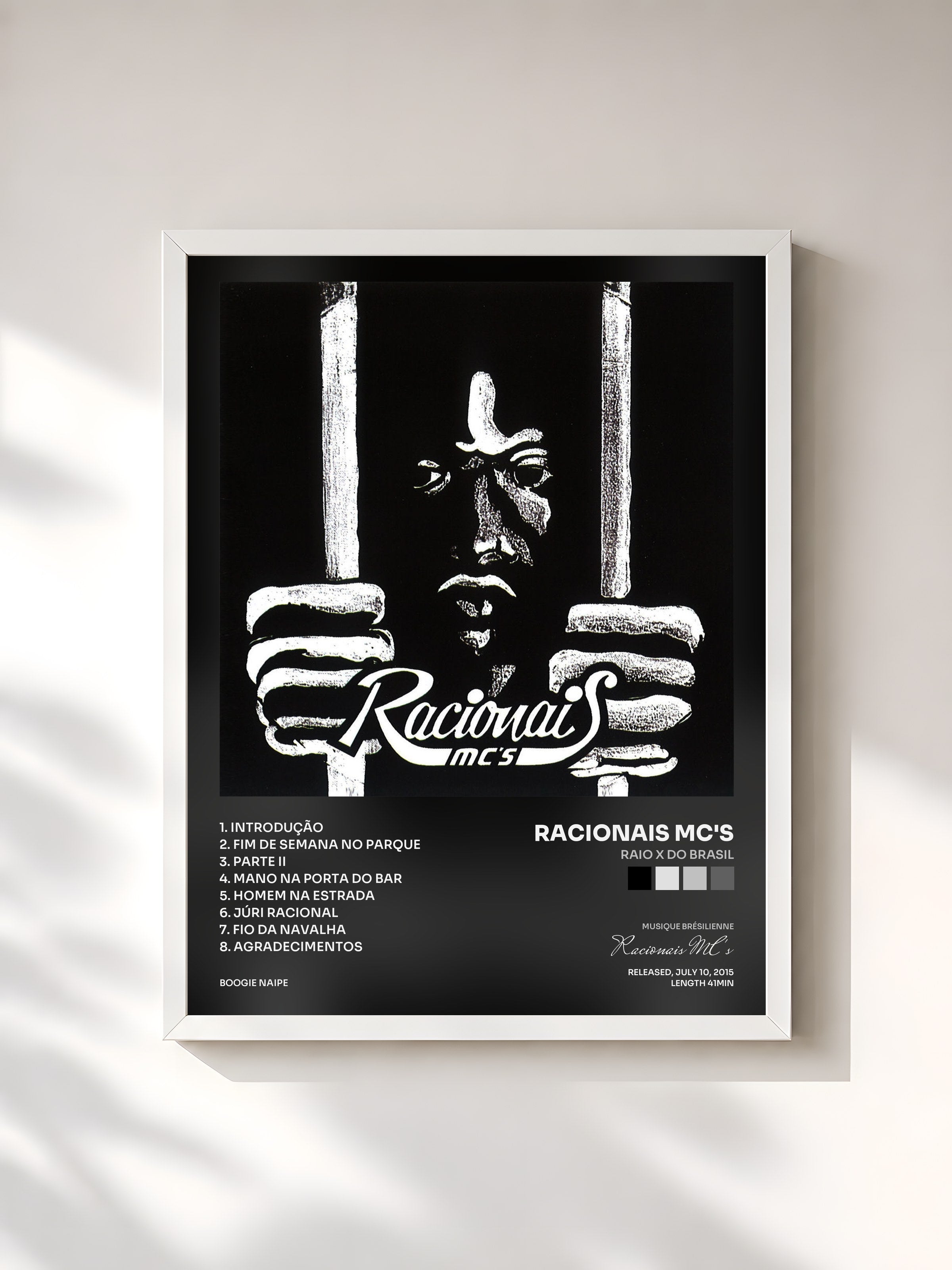 #blanc Tableau de l'album Raio X do Brasil de Racionais MC's, cadre blanc, imprimé et encadré en France
