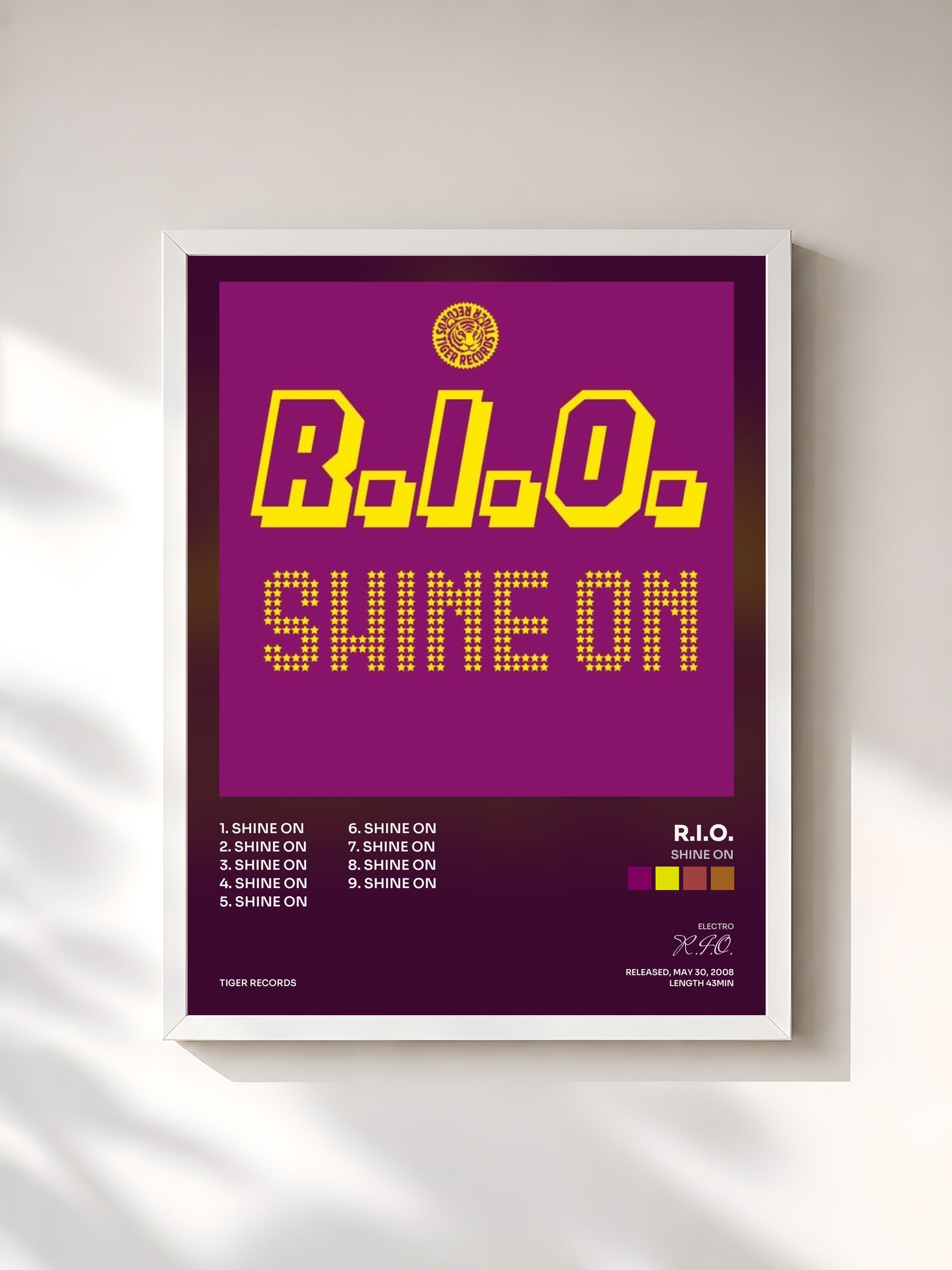#blanc Tableau de l'album Shine on de R.I.O., cadre blanc, imprimé et encadré en France