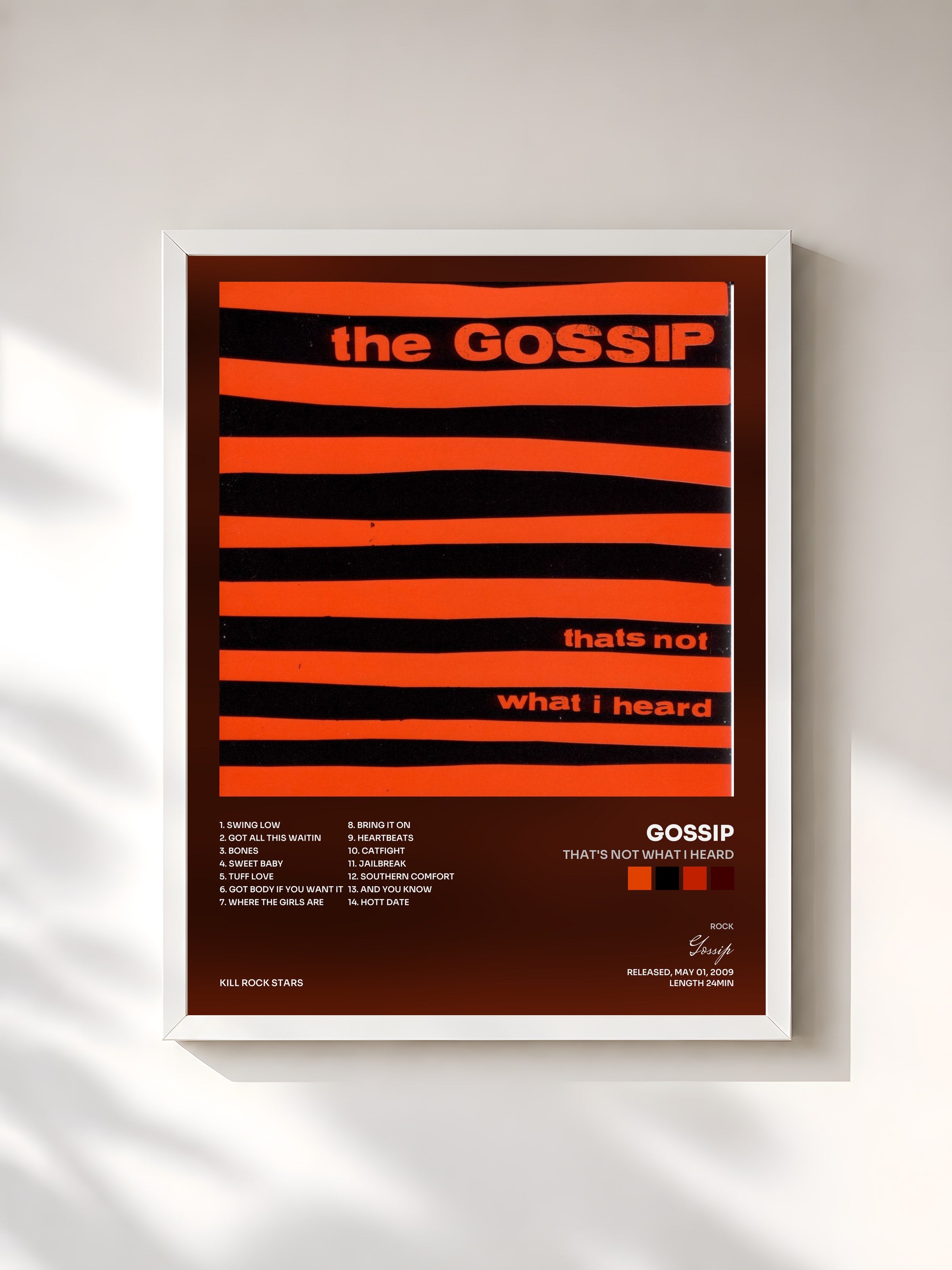 #blanc Tableau de l'album That's Not What I Heard de Gossip, cadre blanc, imprimé et encadré en France