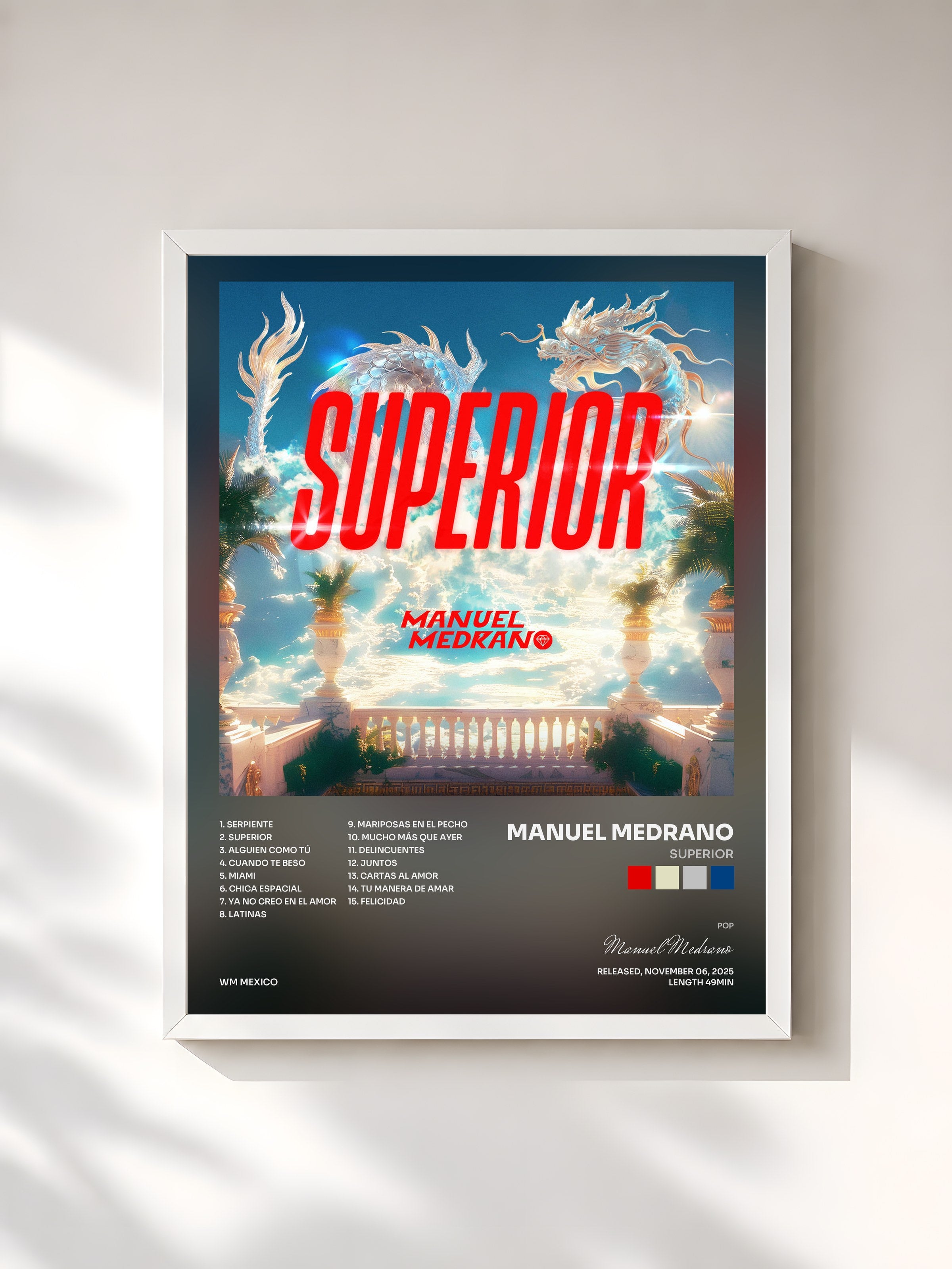 #blanc Tableau de l'album SUPERIOR de Manuel Medrano, cadre blanc, imprimé et encadré en France