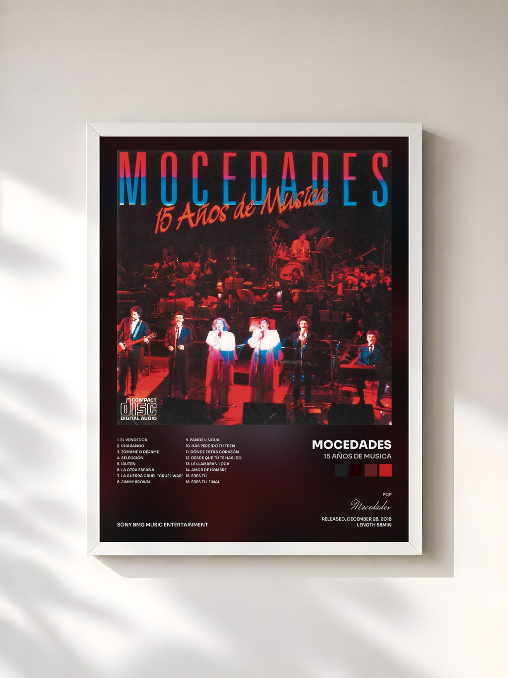 #blanc 15 Años De Musica von Mocedades als gerahmter Kunstdruck, weißer Rahmen, gedruckt und gerahmt in Frankreich