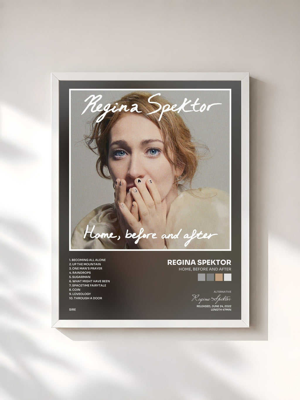 #blanc Home, before and after by Regina Spektor as a framed art print, white frame, printed and framed in France