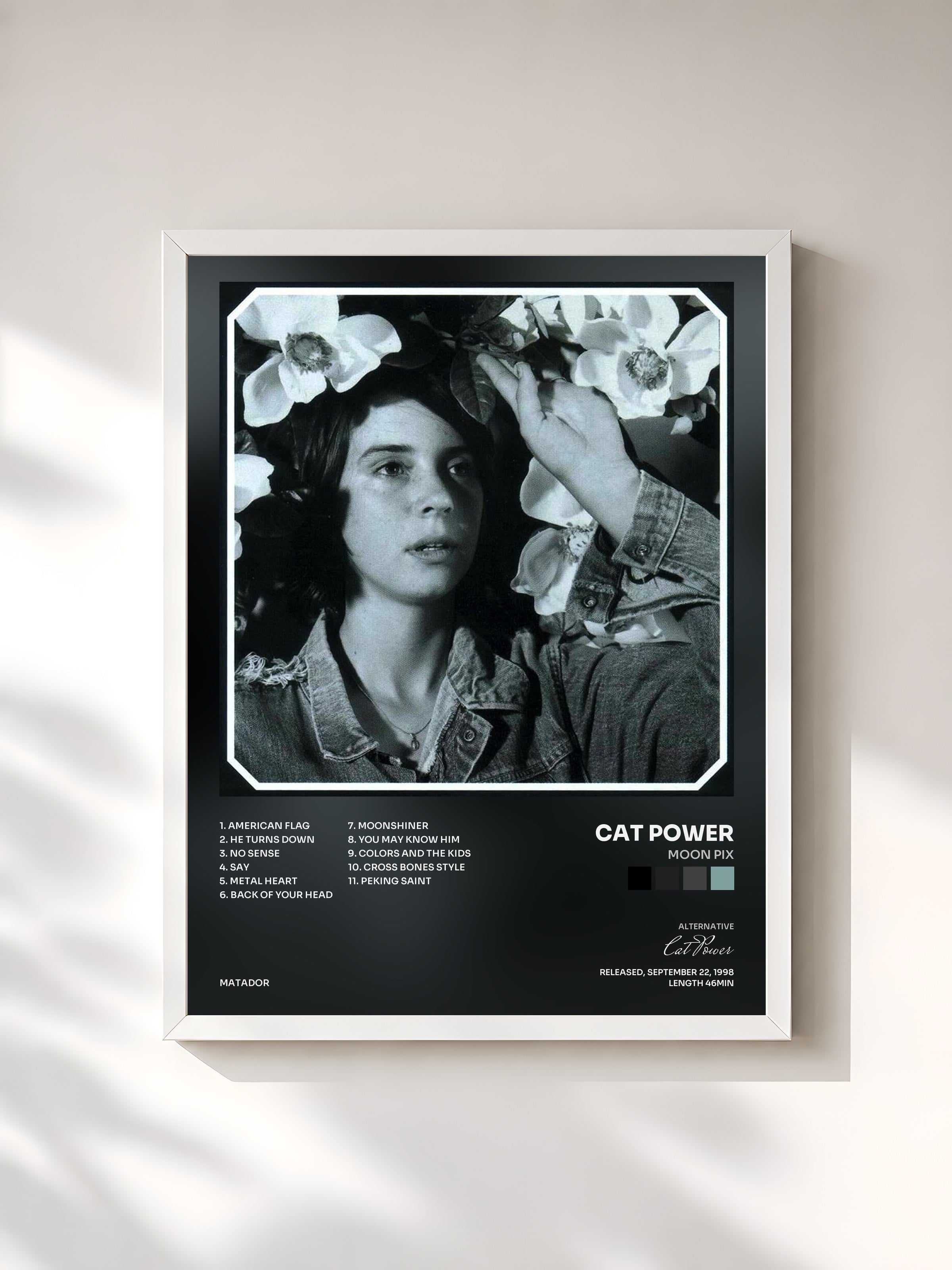 #blanc Tableau de l'album Moon Pix de Cat Power, cadre blanc, imprimé et encadré en France