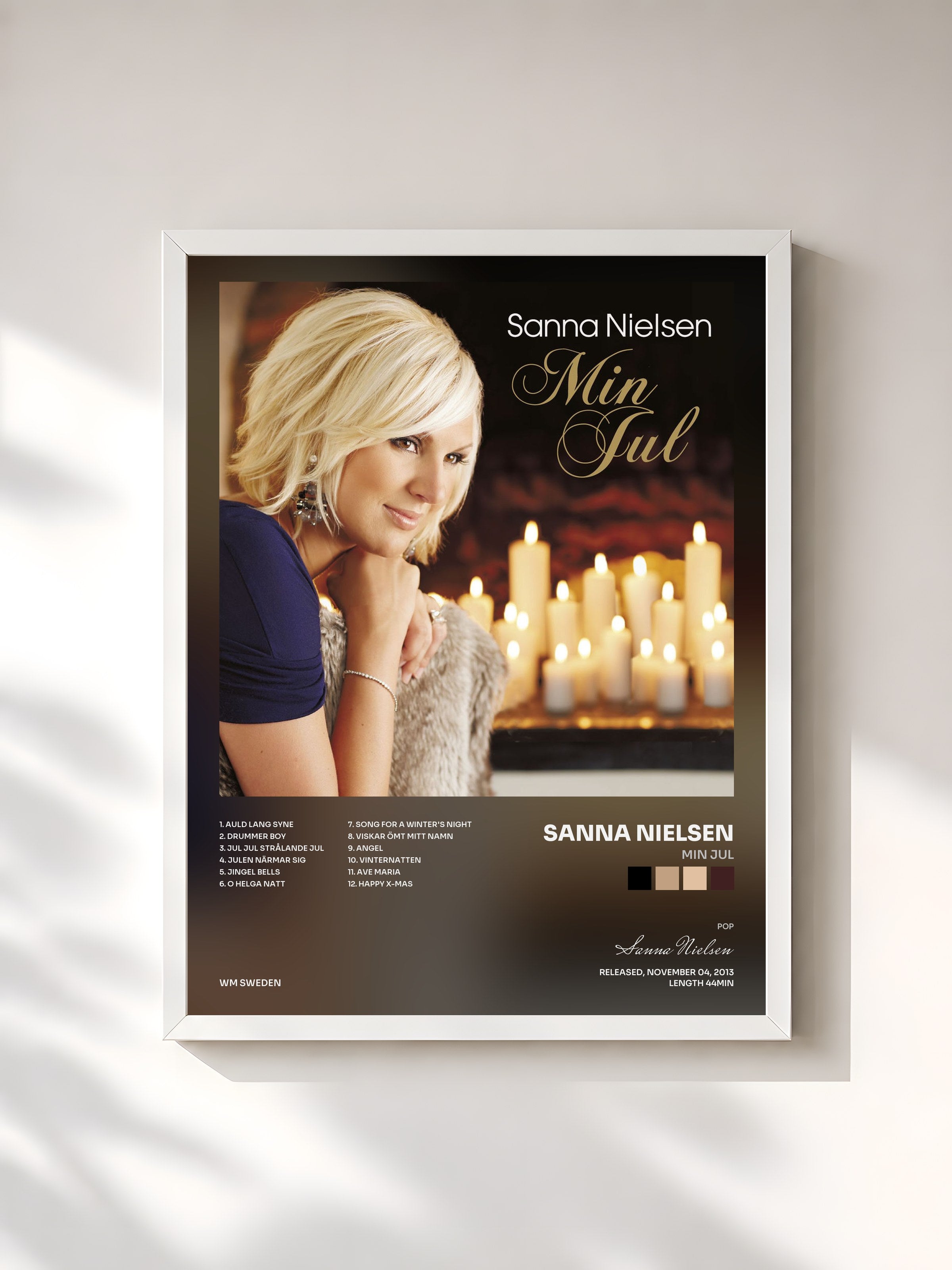 #blanc Tableau de l'album Min jul de Sanna Nielsen, cadre blanc, imprimé et encadré en France