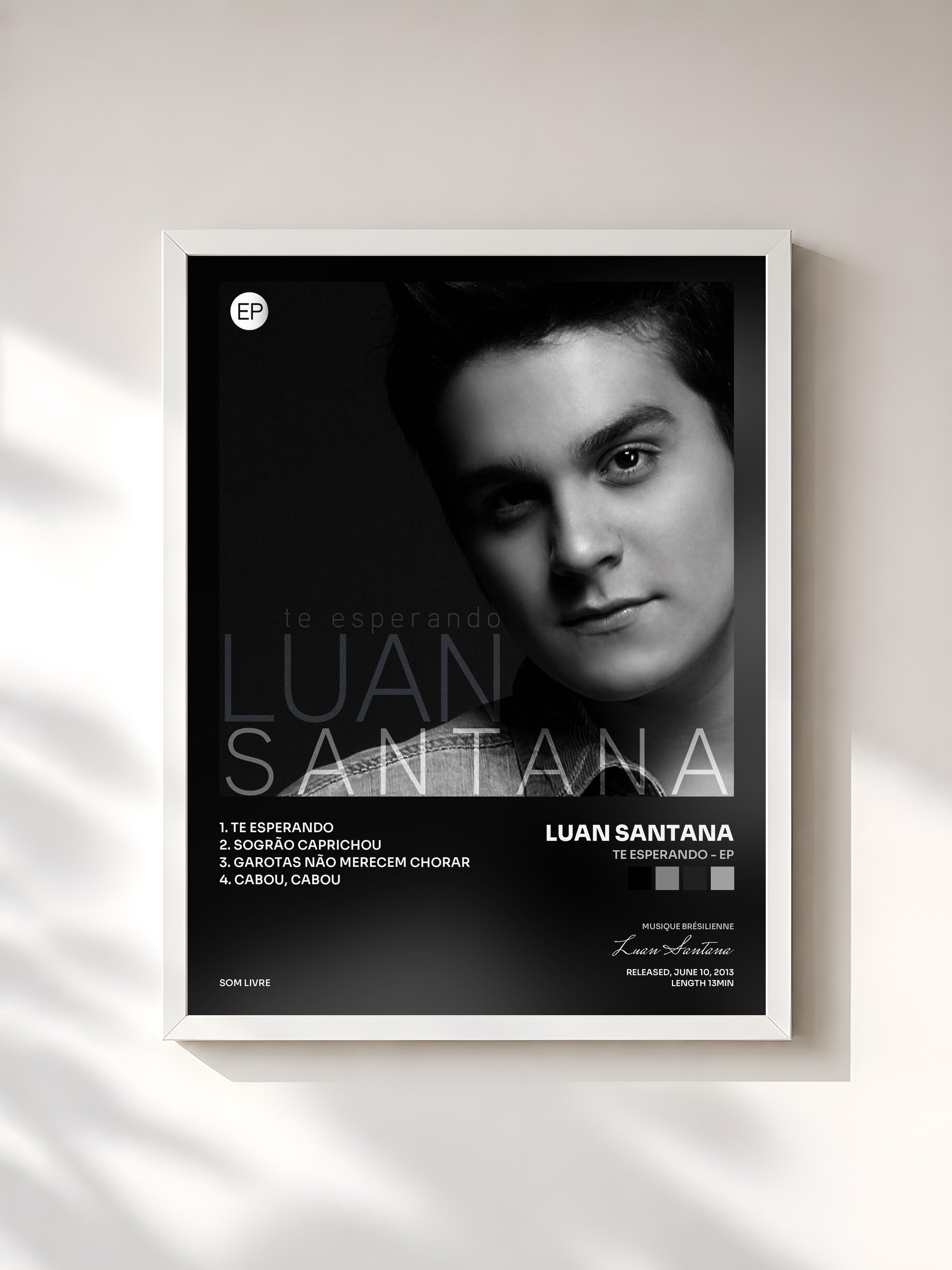 #blanc Tableau de l'album Te Esperando - EP de Luan Santana, cadre blanc, imprimé et encadré en France
