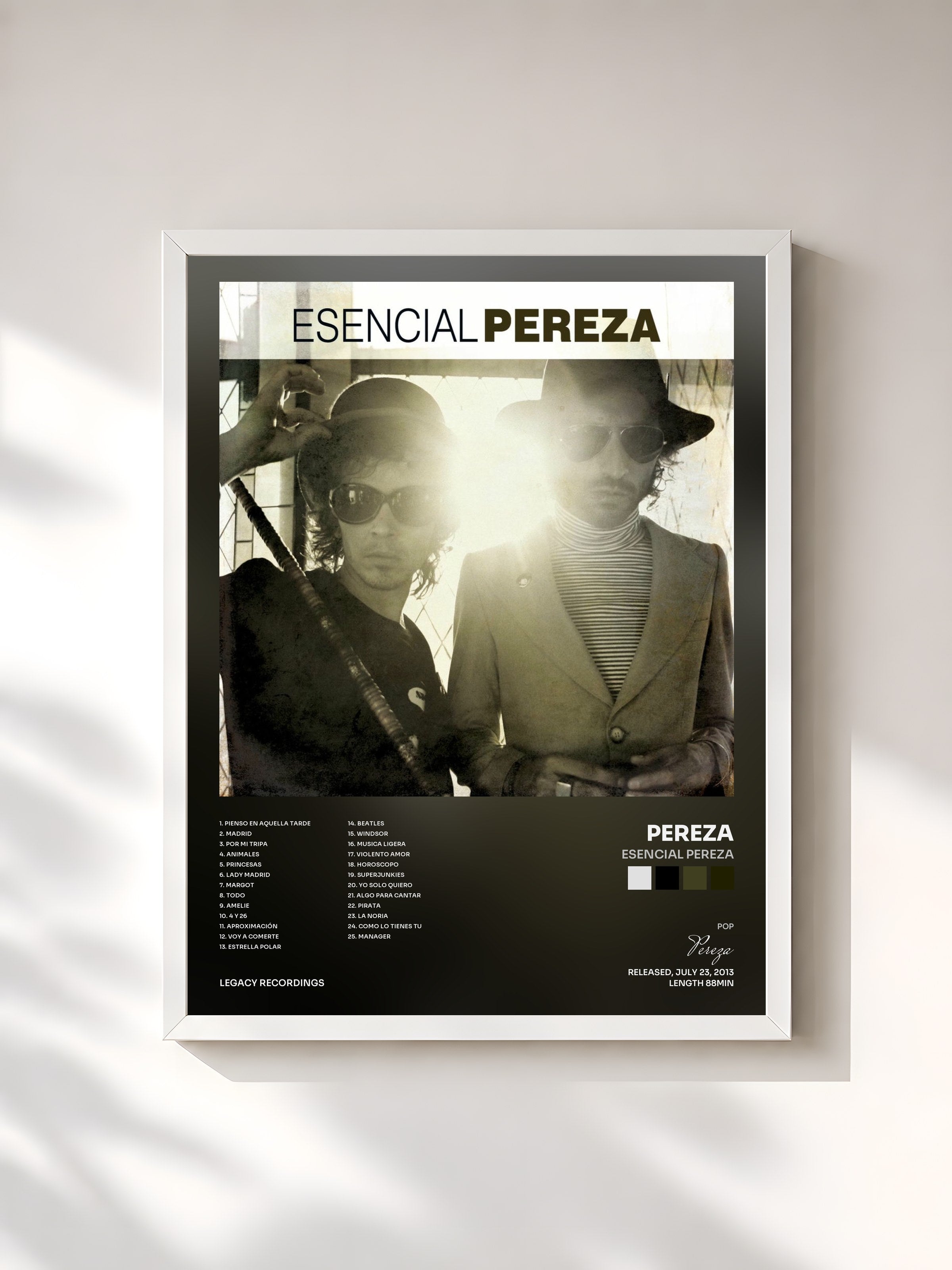 #blanc Tableau de l'album Esencial Pereza de Pereza, cadre blanc, imprimé et encadré en France