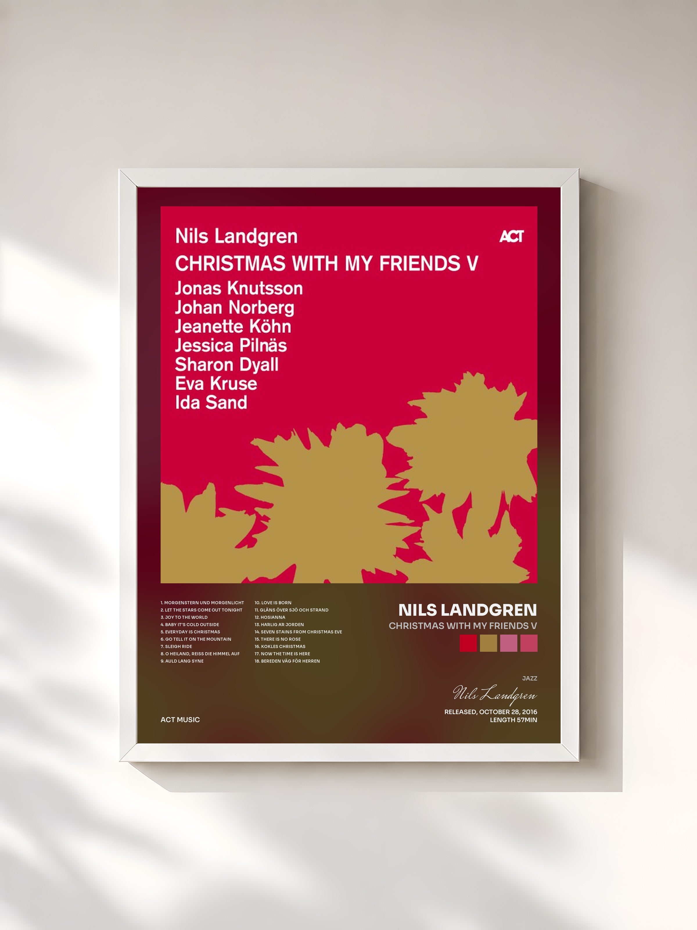 #blanc Tableau de l'album Christmas with My Friends V de Nils Landgren, cadre blanc, imprimé et encadré en France