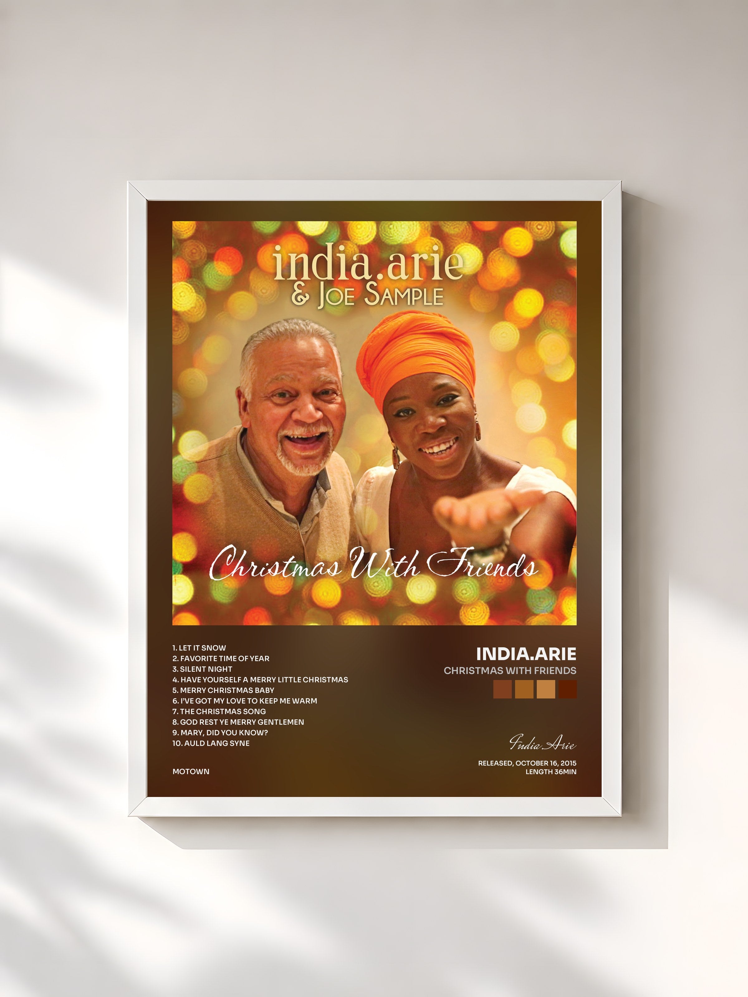 #blanc Tableau de l'album Christmas With Friends de India.Arie, cadre blanc, imprimé et encadré en France