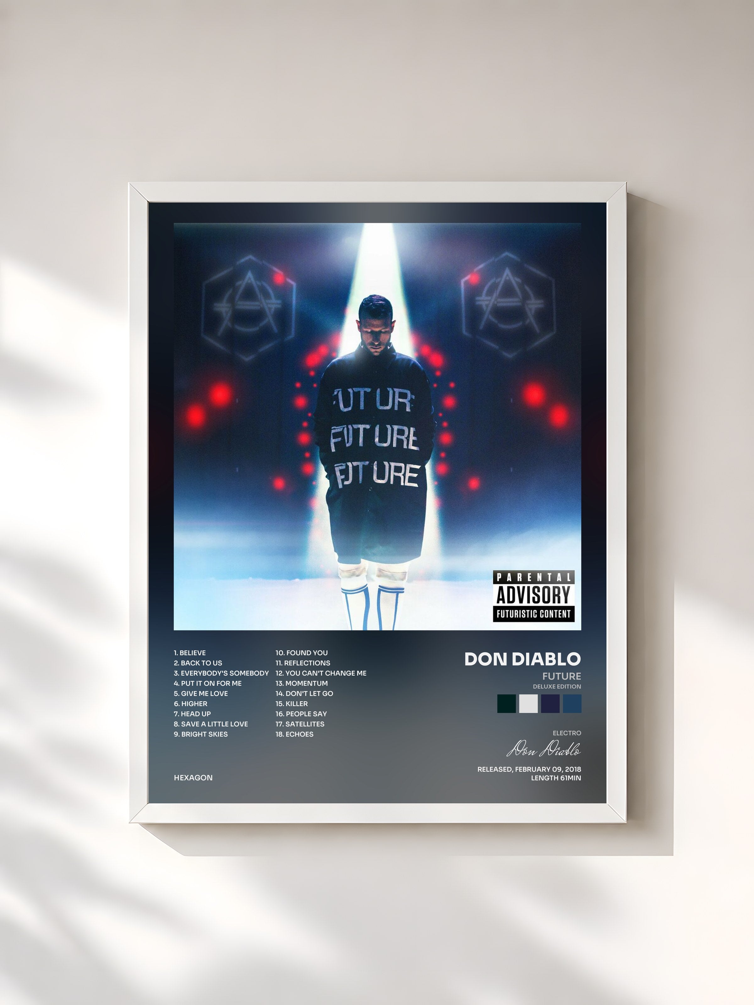 #blanc Tableau de l'album FUTURE (Deluxe Edition) de Don Diablo, cadre blanc, imprimé et encadré en France