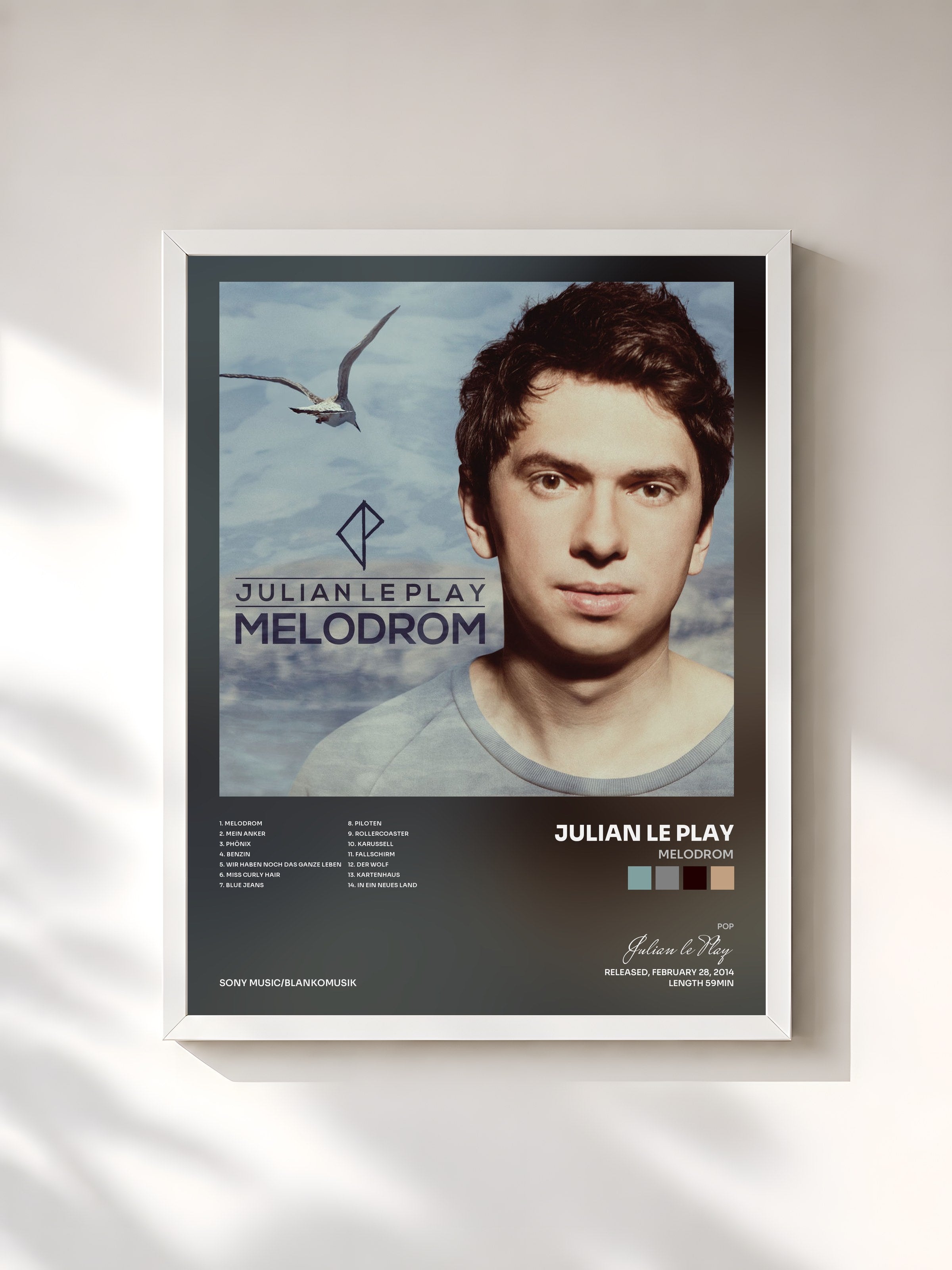 #blanc Tableau de l'album Melodrom de Julian le Play, cadre blanc, imprimé et encadré en France