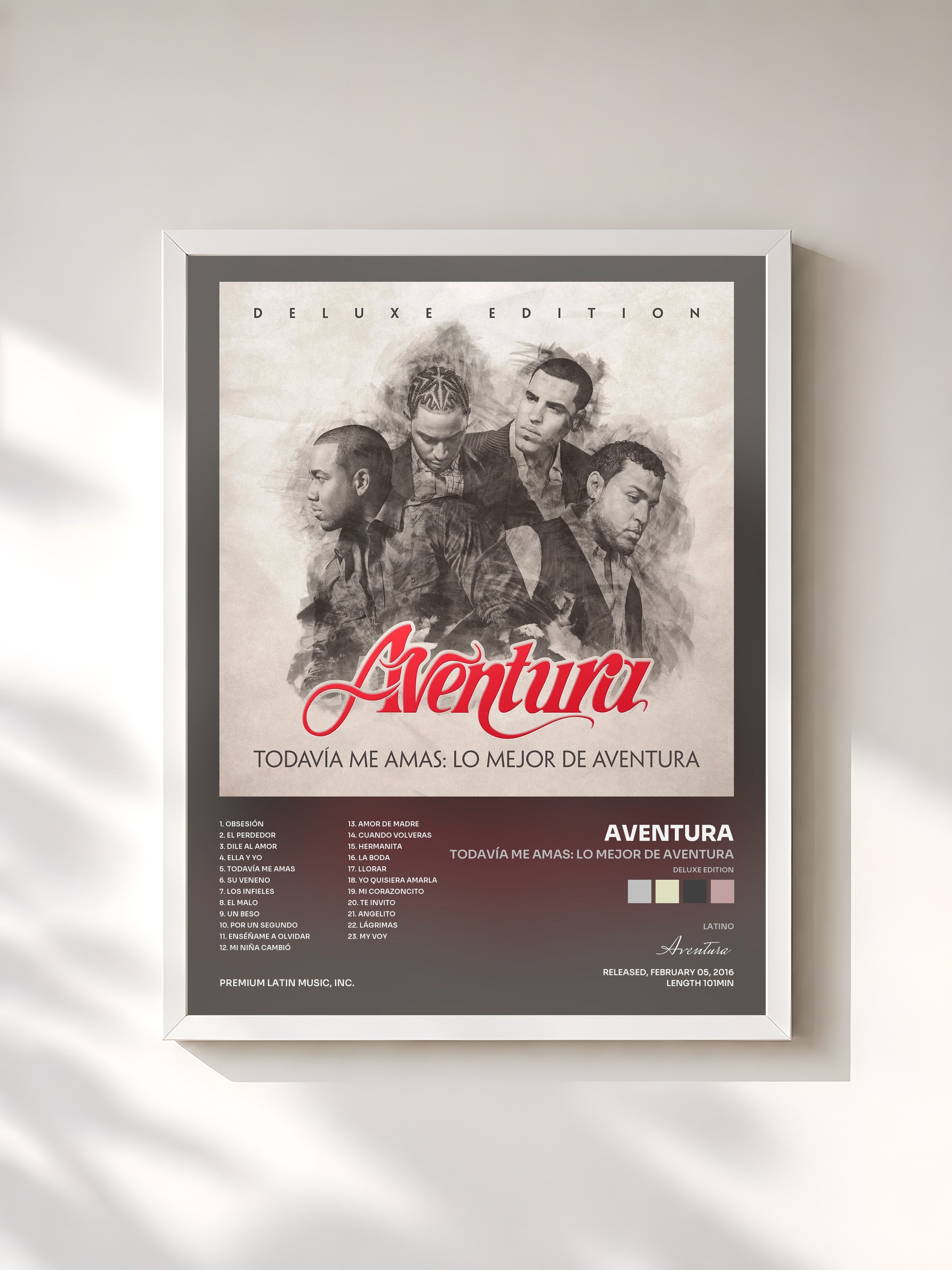 #blanc Tableau de l'album Todavía Me Amas: Lo Mejor de Aventura (Deluxe Edition) de Aventura, cadre blanc, imprimé et encadré en France