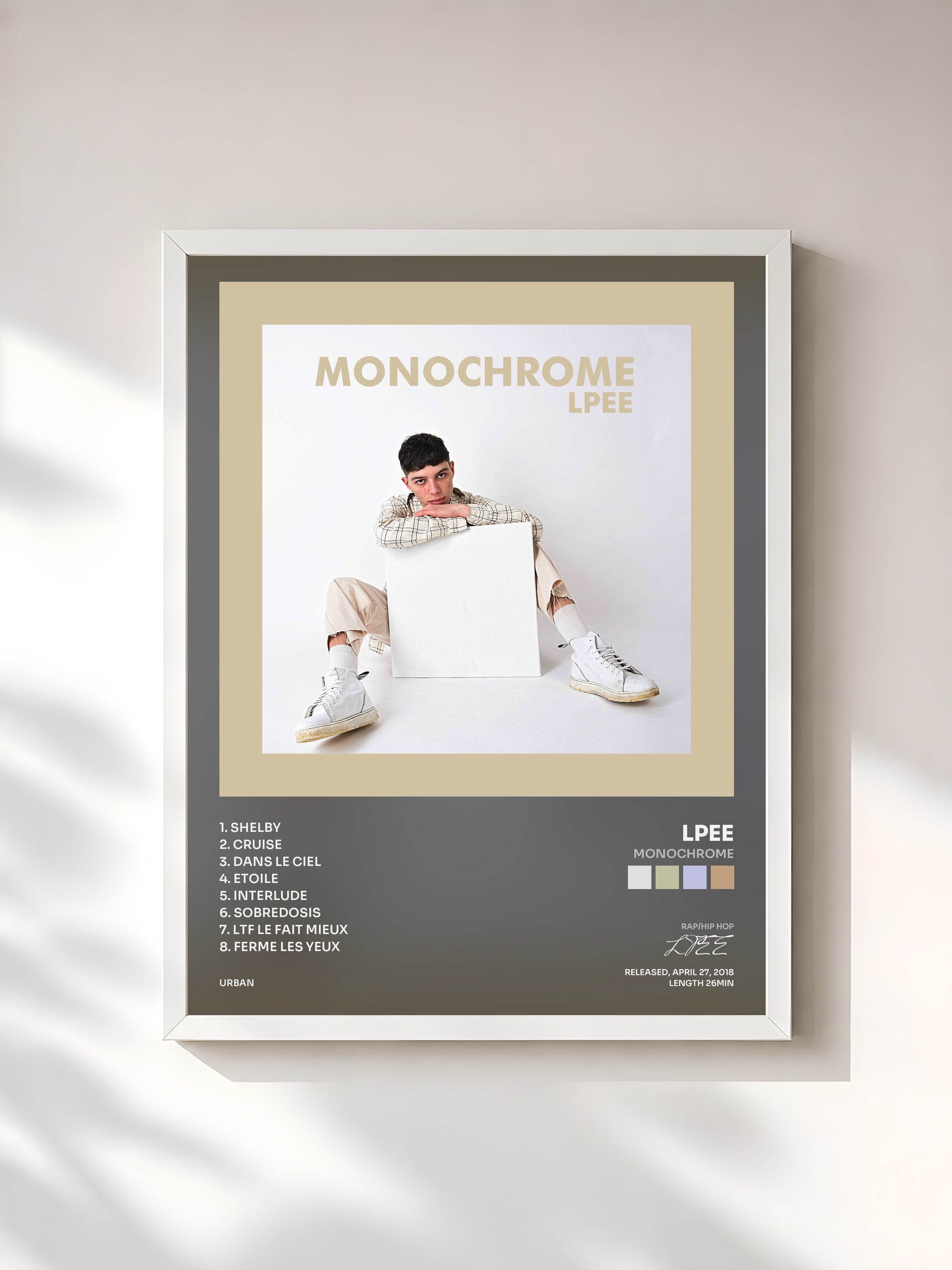 #blanc Tableau de l'album Monochrome de LPEE, cadre blanc, imprimé et encadré en France