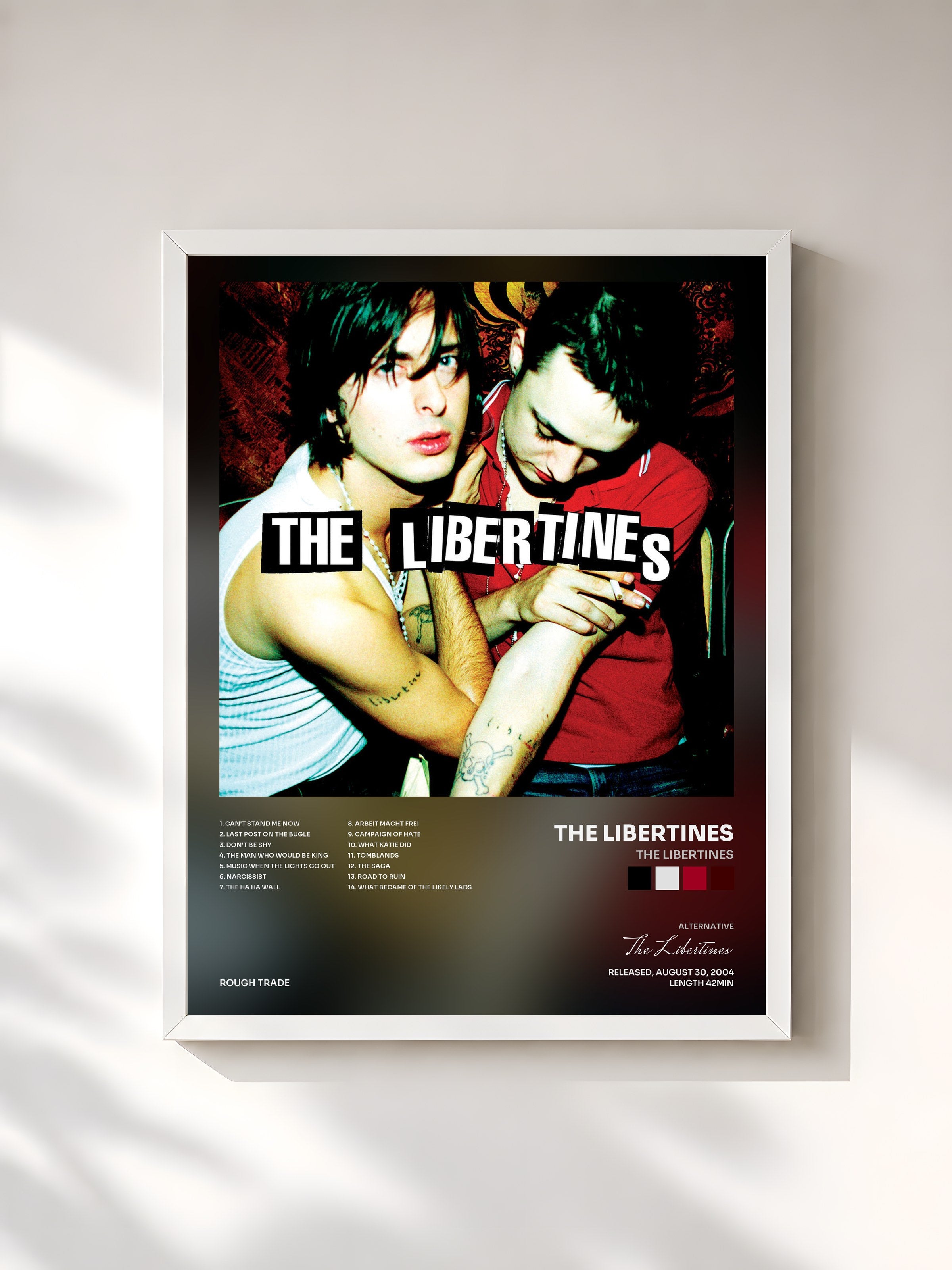 #blanc Tableau de l'album The Libertines de The Libertines, cadre blanc, imprimé et encadré en France