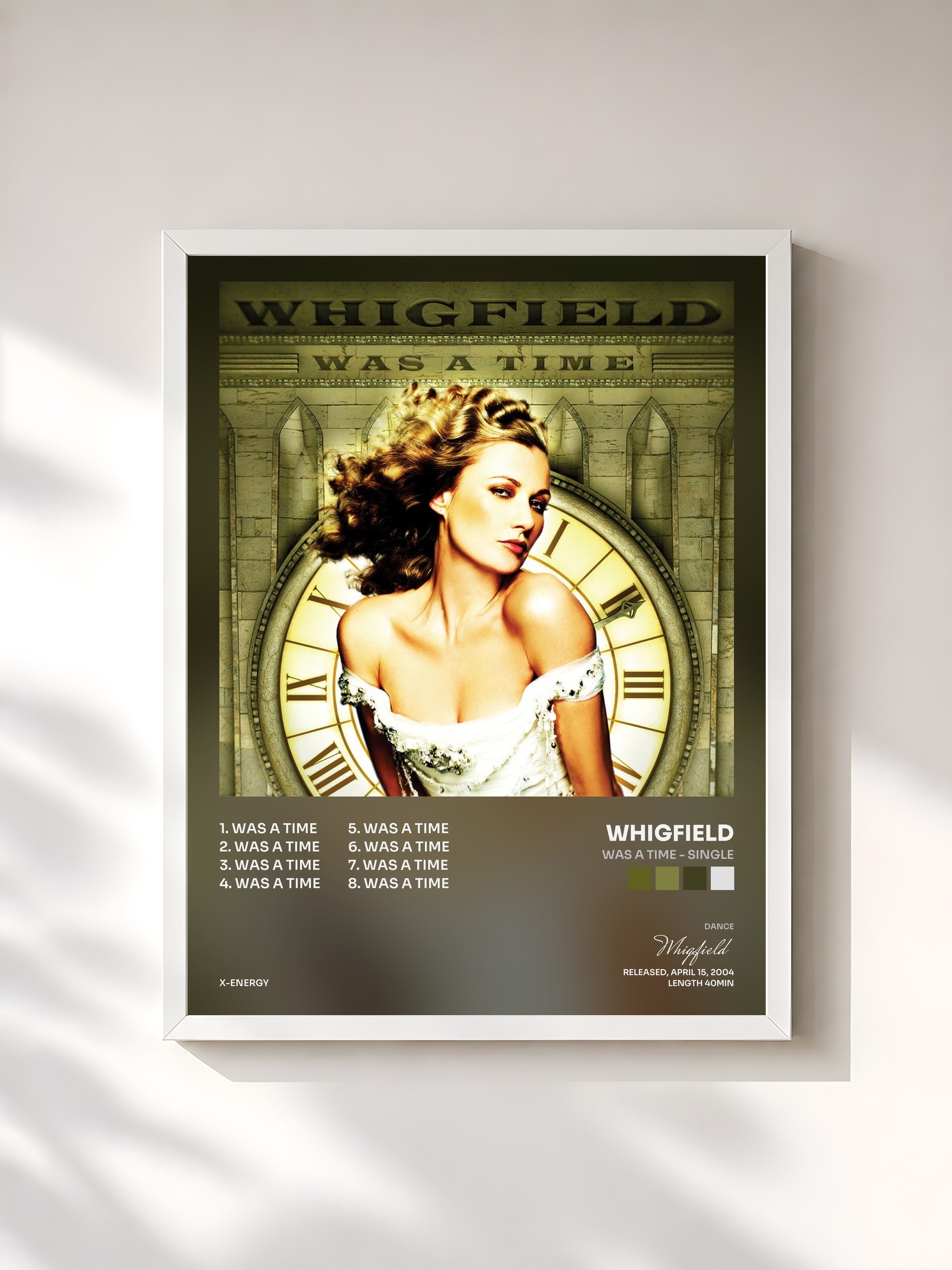 #blanc Tableau de l'album Was a Time - Single de Whigfield, cadre blanc, imprimé et encadré en France