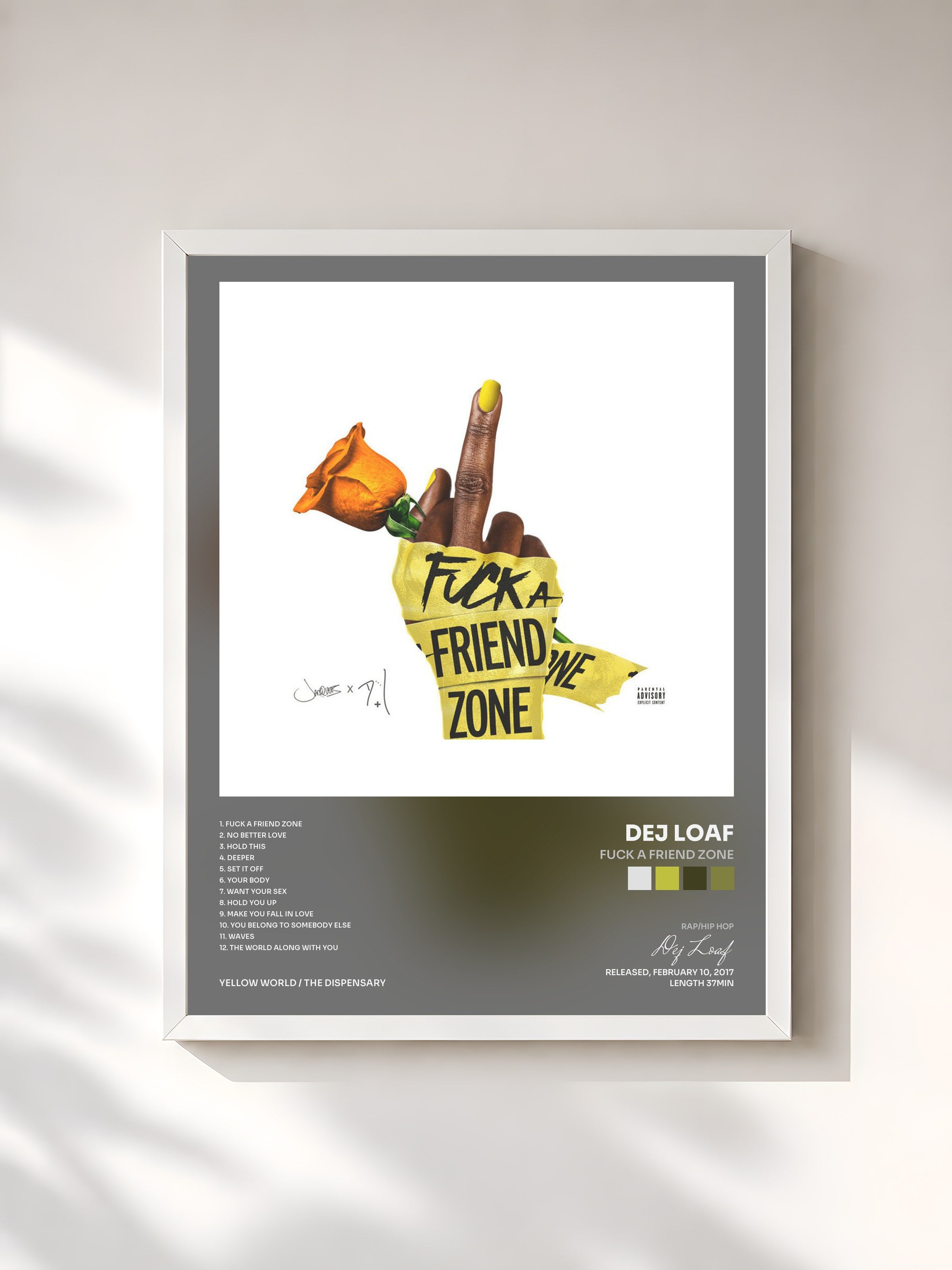 #blanc Tableau de l'album Fuck A Friend Zone de Dej Loaf, cadre blanc, imprimé et encadré en France