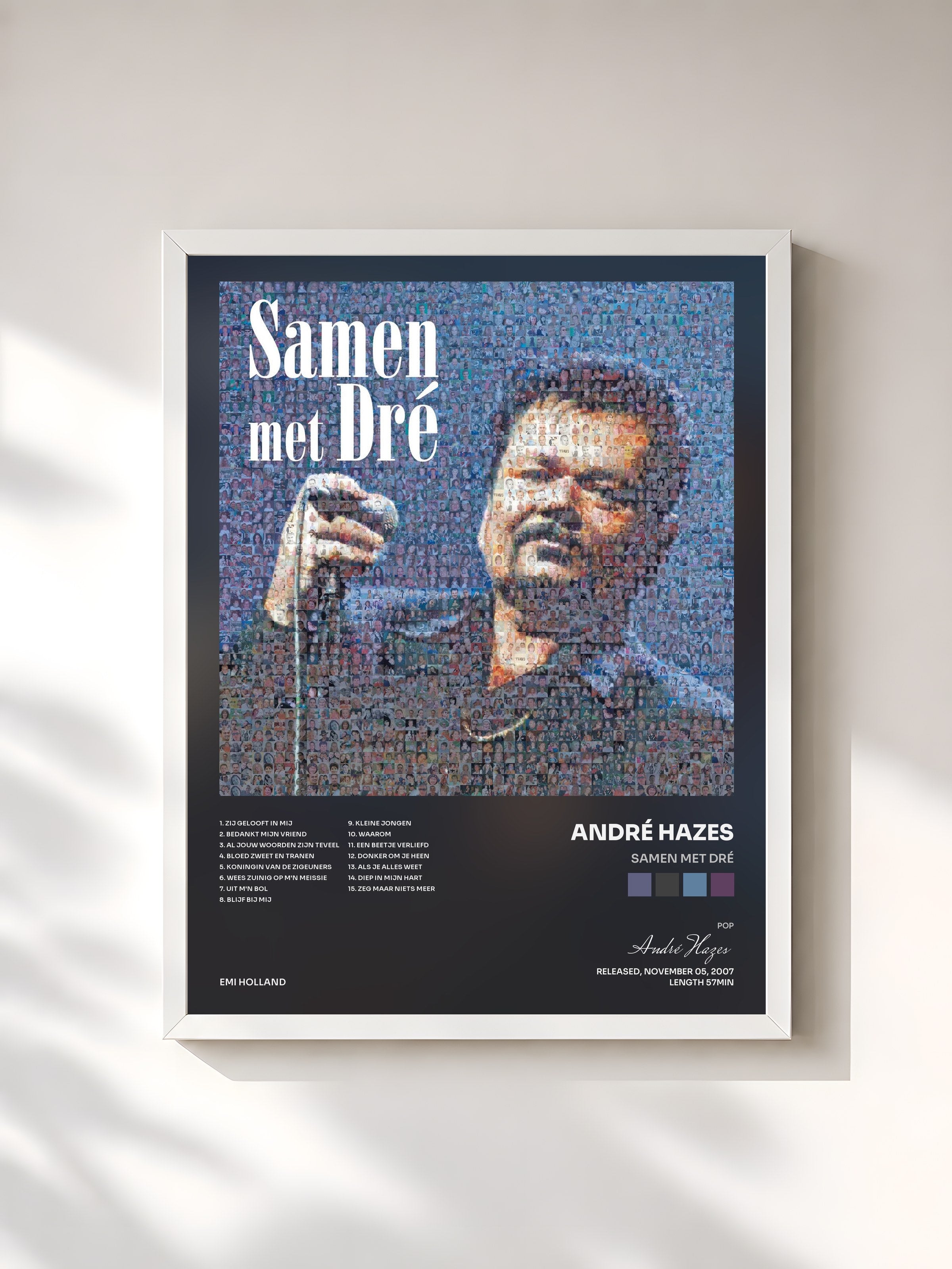 #blanc Tableau de l'album Samen Met Dré de André Hazes, cadre blanc, imprimé et encadré en France