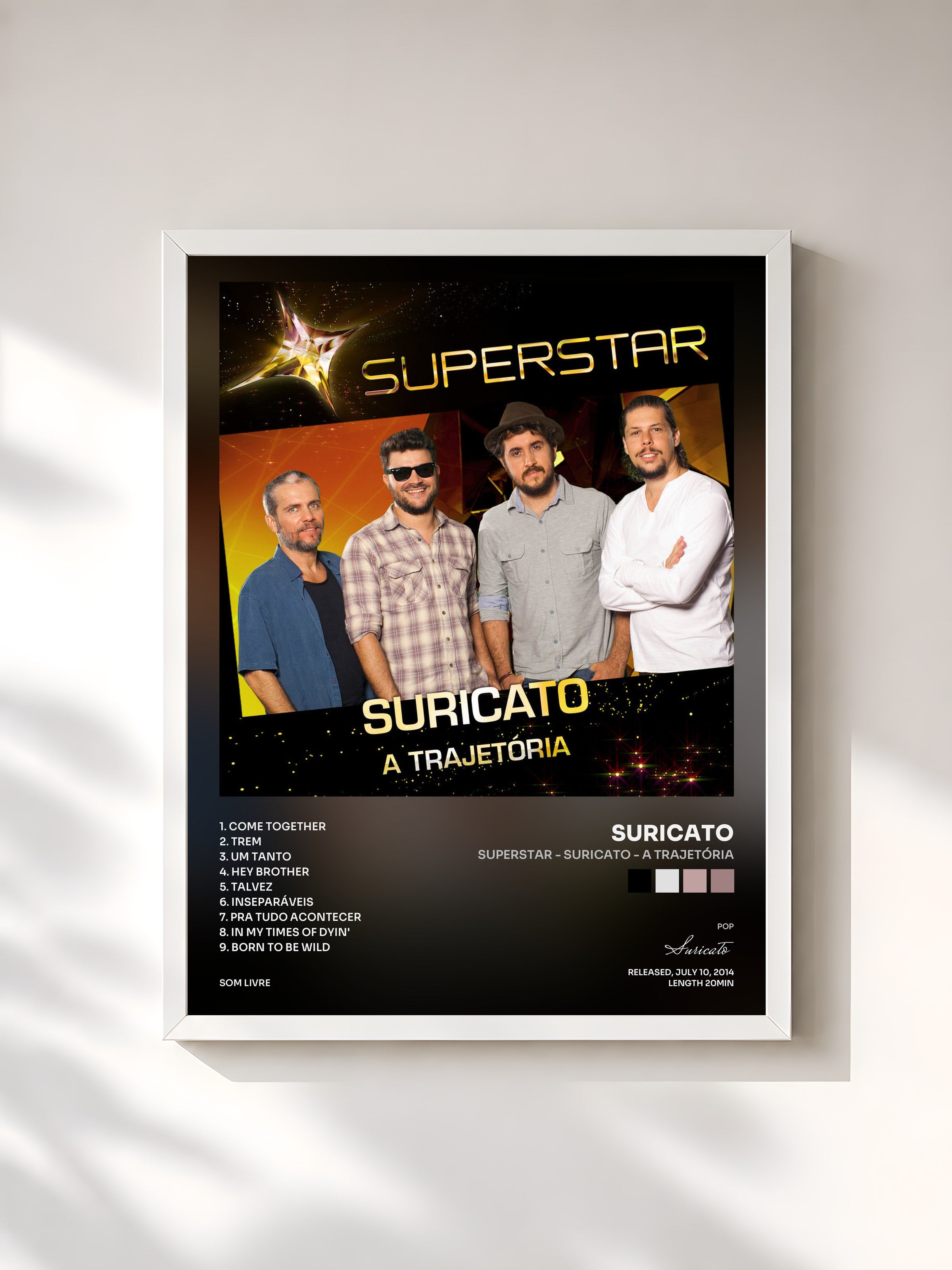 #blanc Tableau de l'album Superstar - Suricato - A Trajetória de Suricato, cadre blanc, imprimé et encadré en France