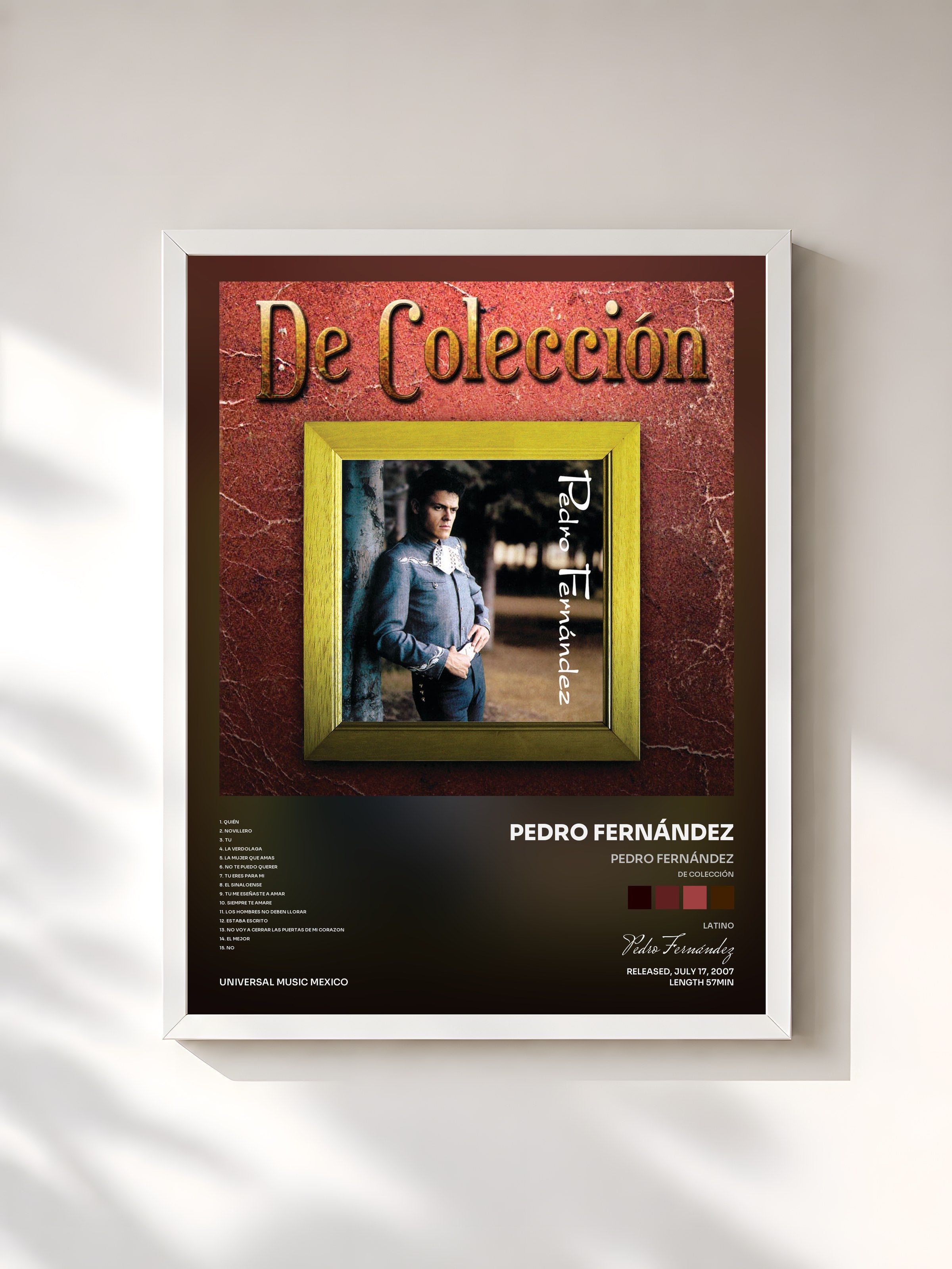 #blanc Tableau de l'album Pedro Fernández (De Colección) de Pedro Fernández, cadre blanc, imprimé et encadré en France
