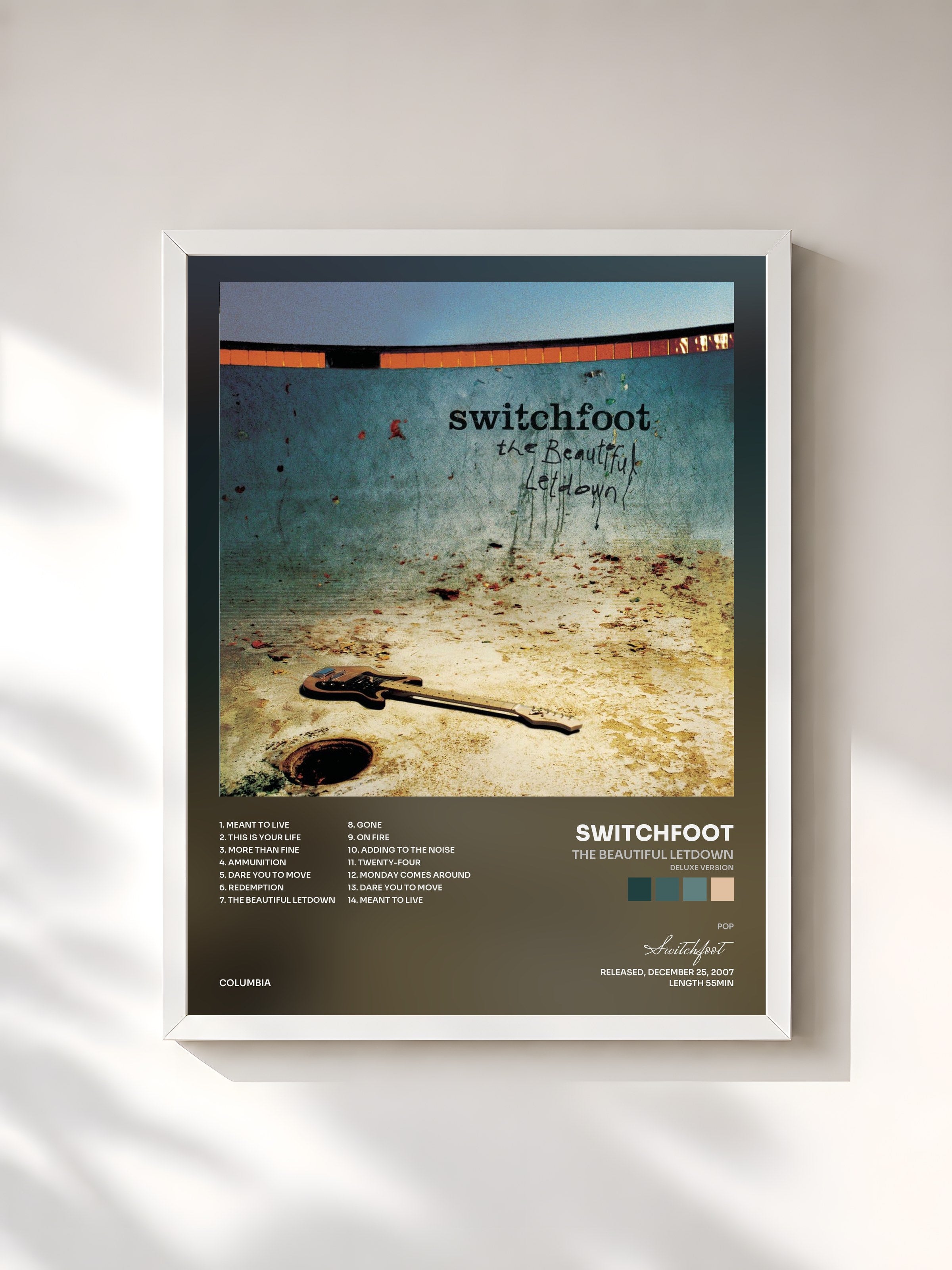 #blanc Tableau de l'album The Beautiful Letdown (Deluxe Version) de Switchfoot, cadre blanc, imprimé et encadré en France