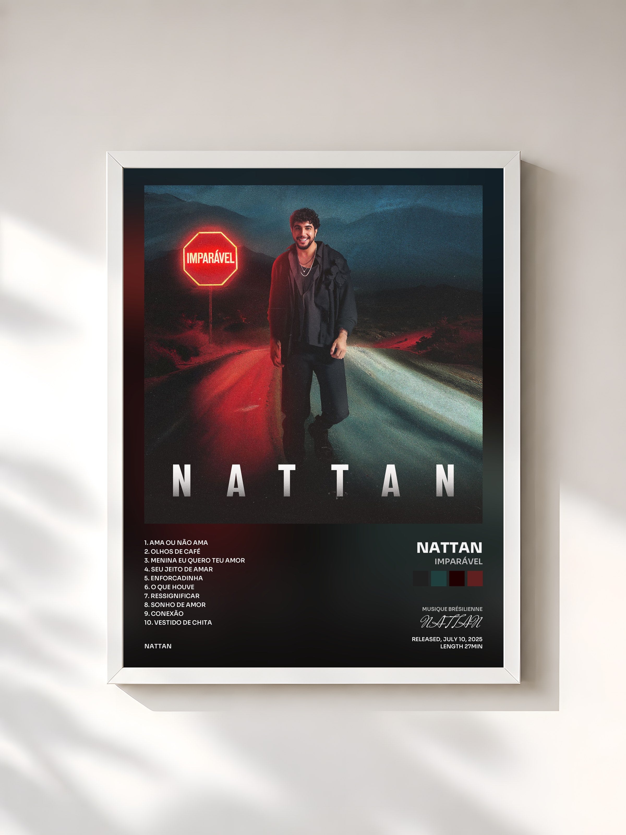 #blanc Tableau de l'album Imparável de NATTAN, cadre blanc, imprimé et encadré en France