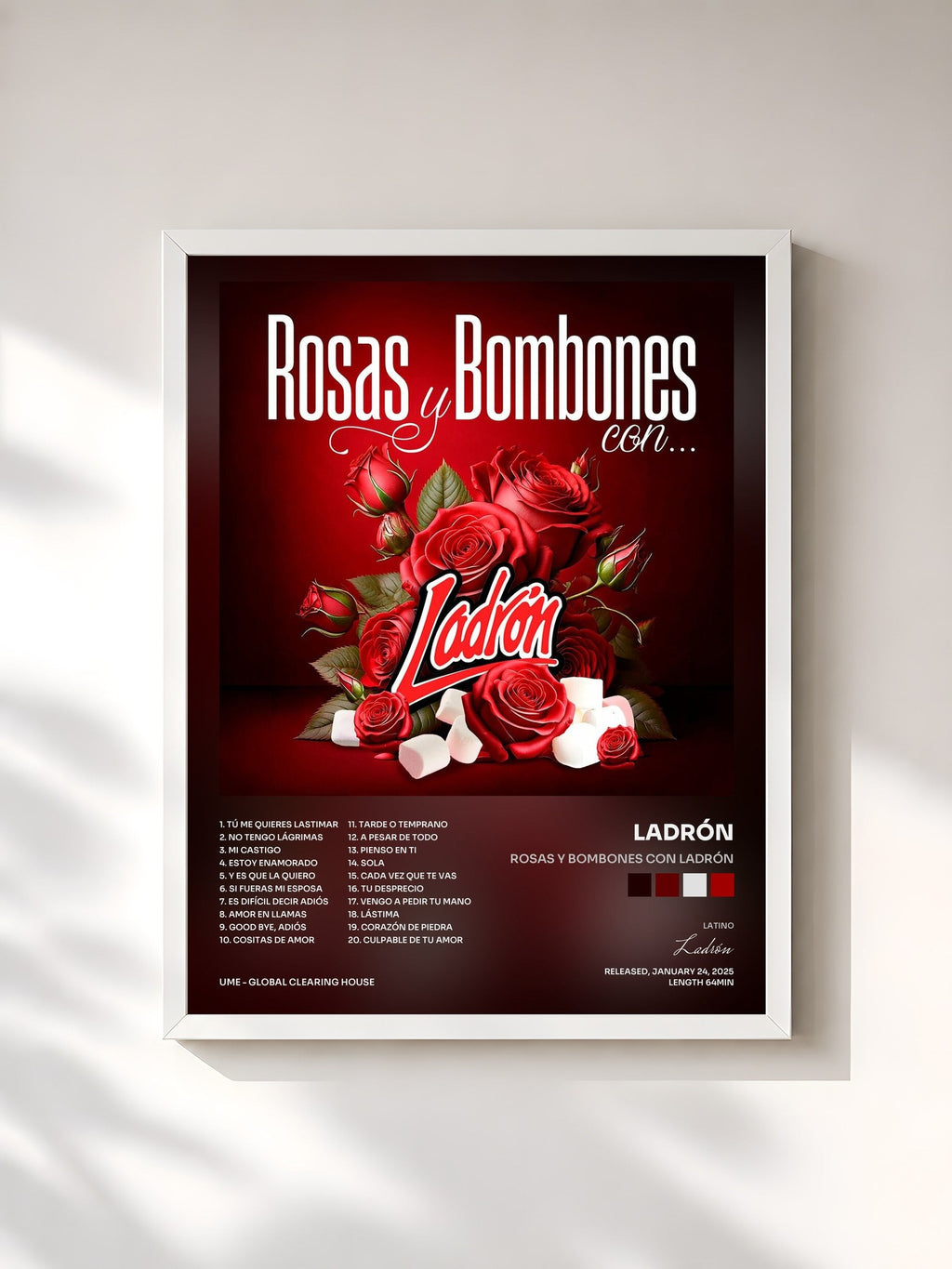 #blanc Tableau de l'album Rosas Y Bombones Con Ladrón de Ladrón, cadre blanc, imprimé et encadré en France