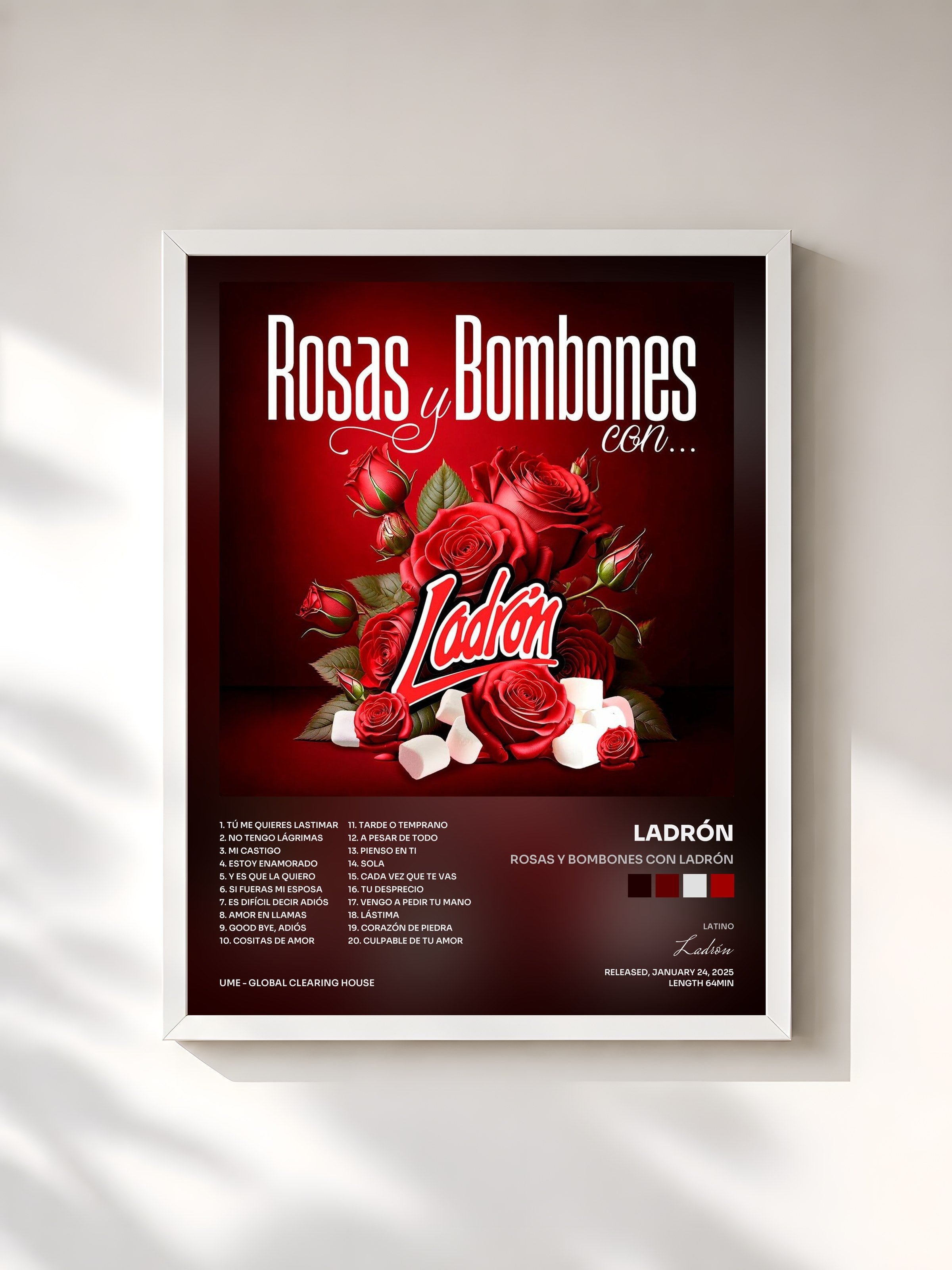 #blanc Tableau de l'album Rosas Y Bombones Con Ladrón de Ladrón, cadre blanc, imprimé et encadré en France