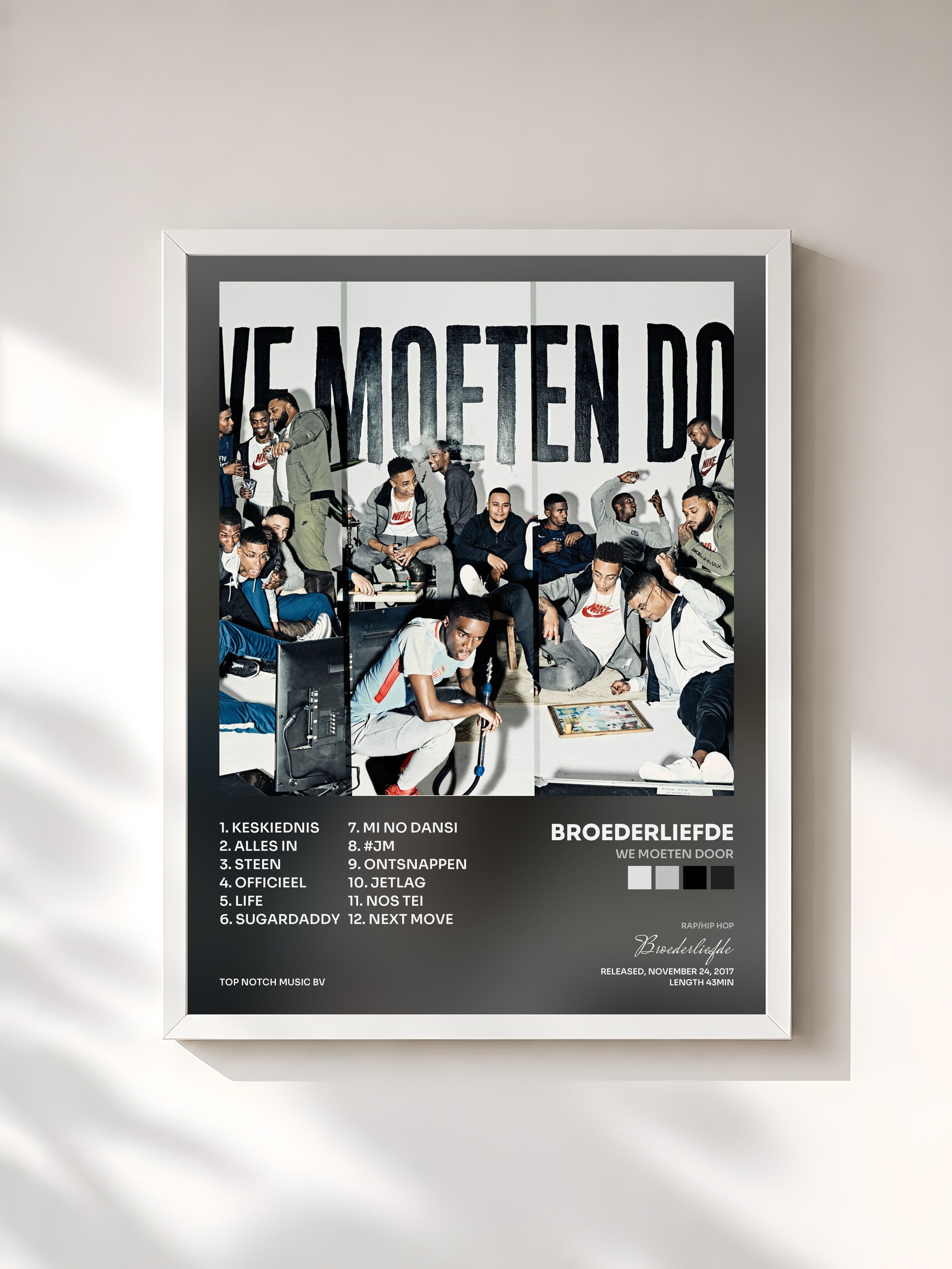 #blanc Tableau de l'album We Moeten Door de Broederliefde, cadre blanc, imprimé et encadré en France
