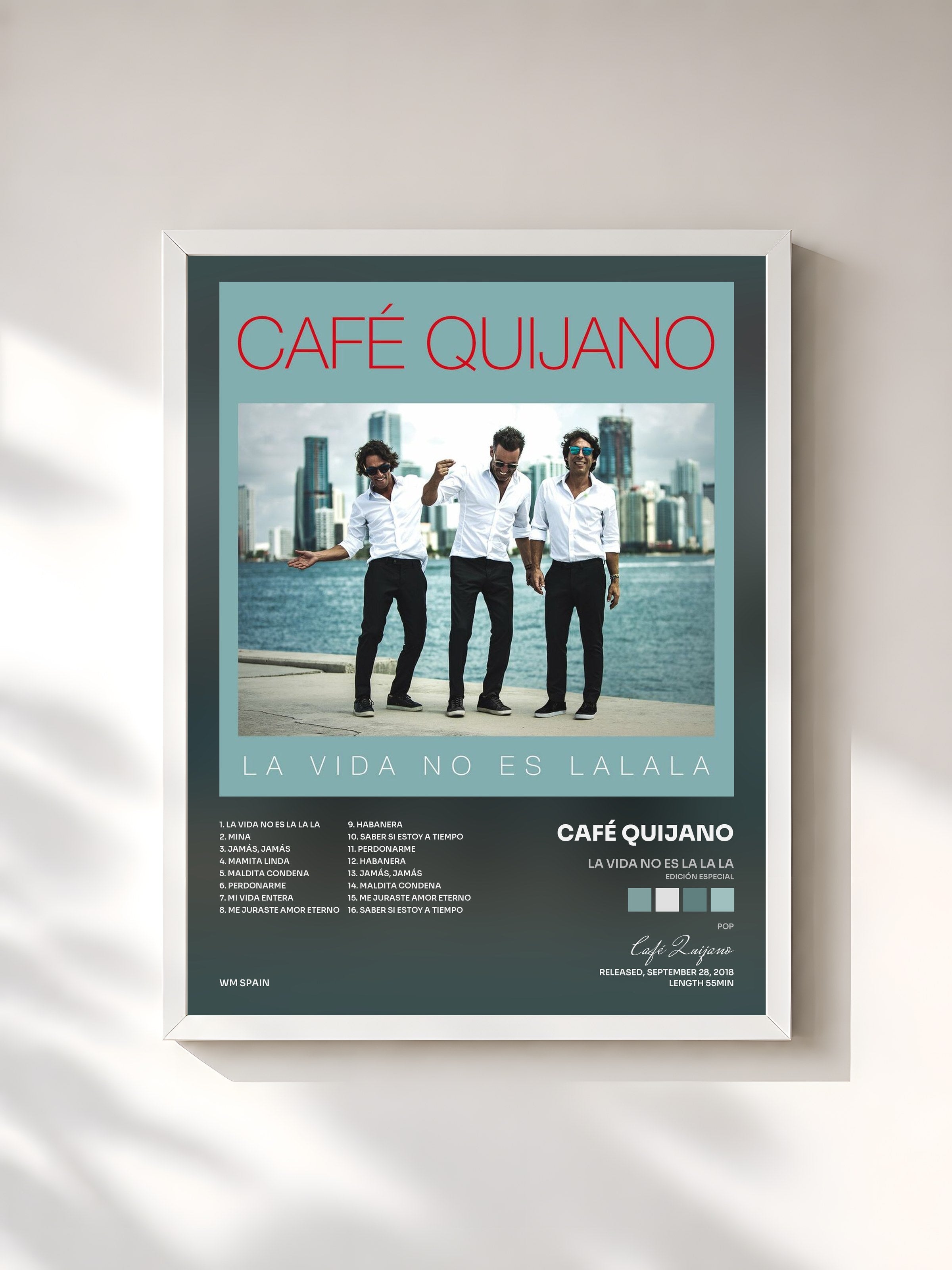 #blanc Tableau de l'album La vida no es La la la (Edición especial) de Café Quijano, cadre blanc, imprimé et encadré en France