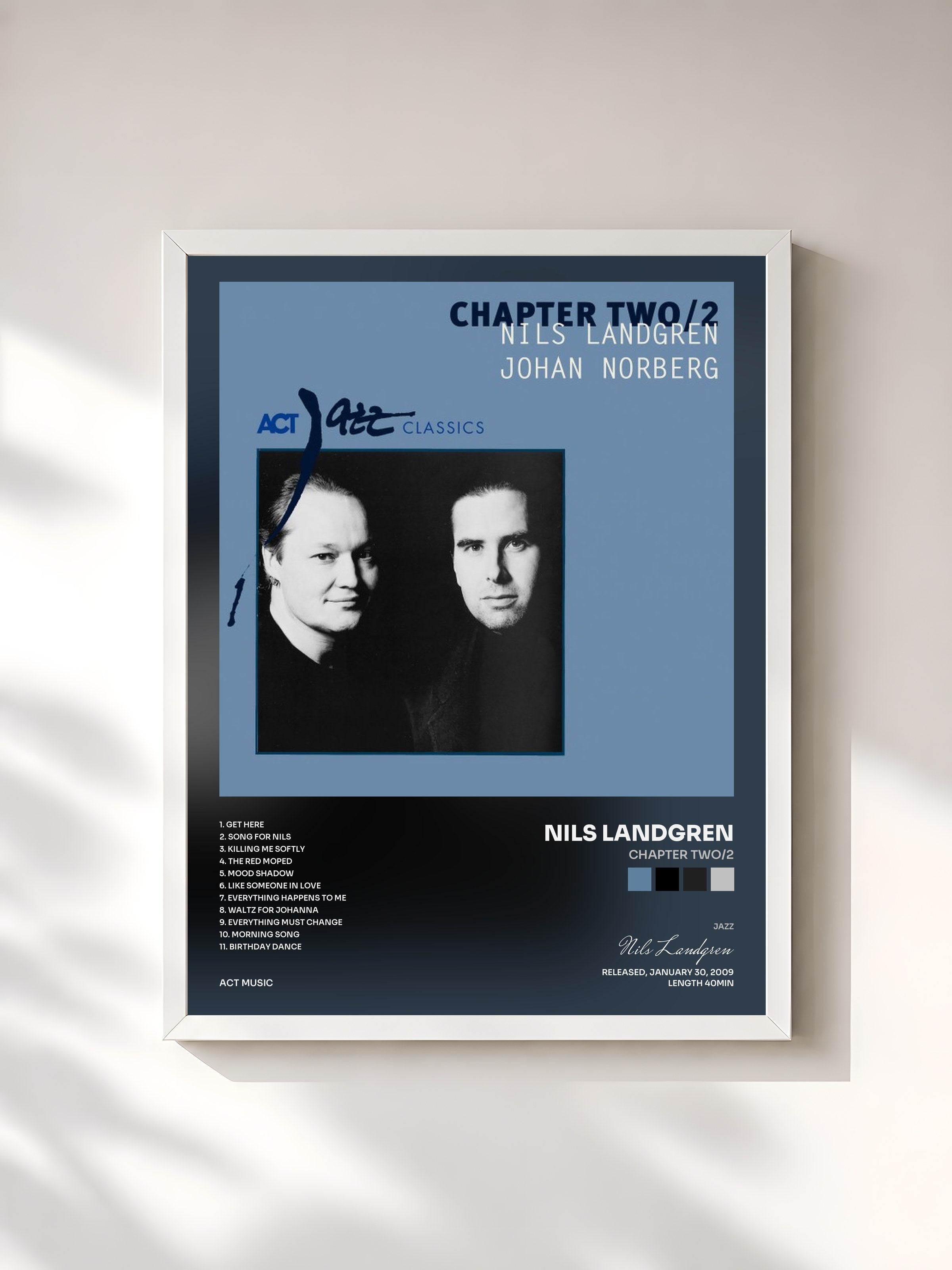 #blanc Tableau de l'album Chapter Two/2 de Nils Landgren, cadre blanc, imprimé et encadré en France