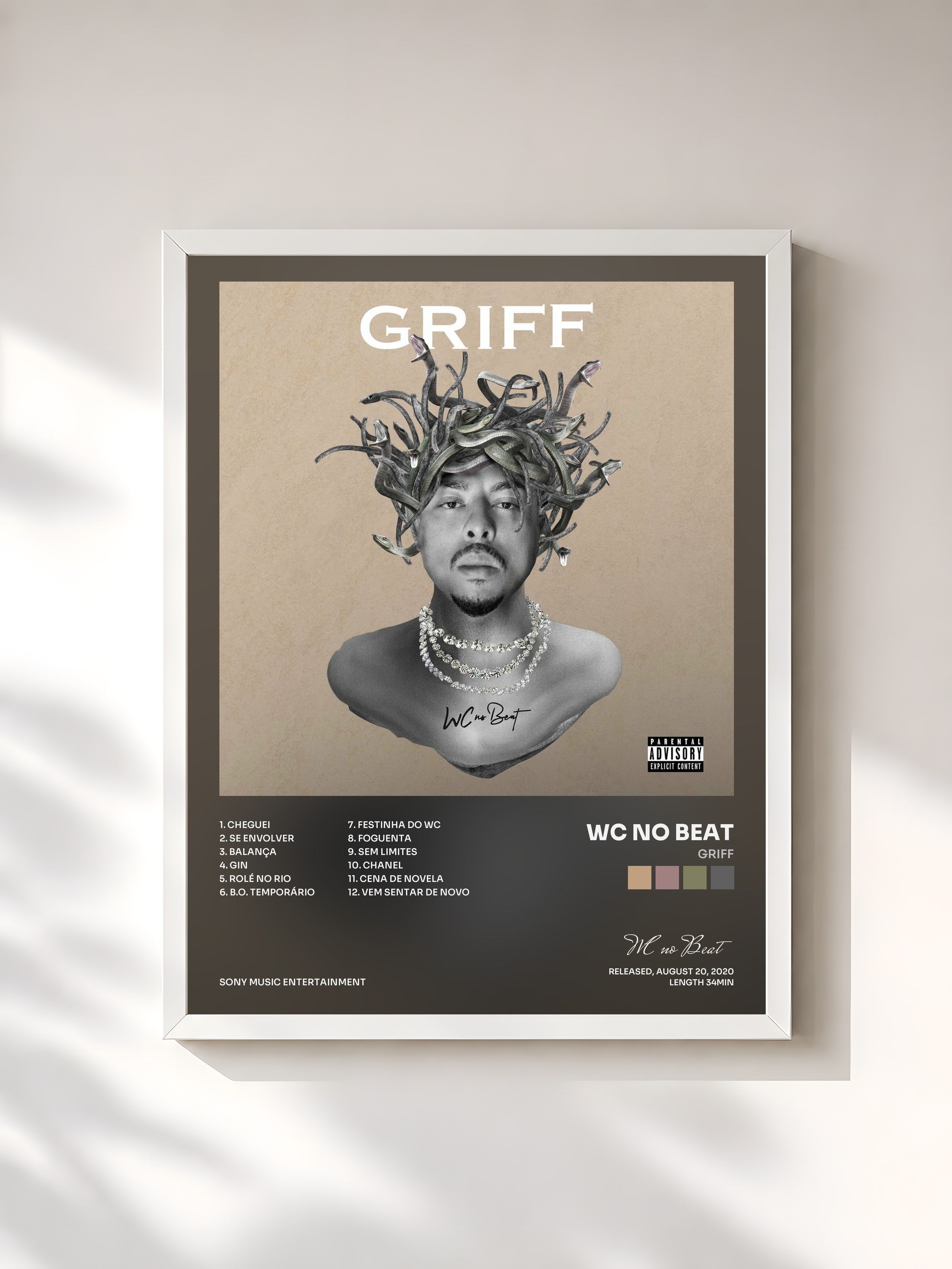 #blanc Tableau de l'album GRIFF de WC no Beat, cadre blanc, imprimé et encadré en France