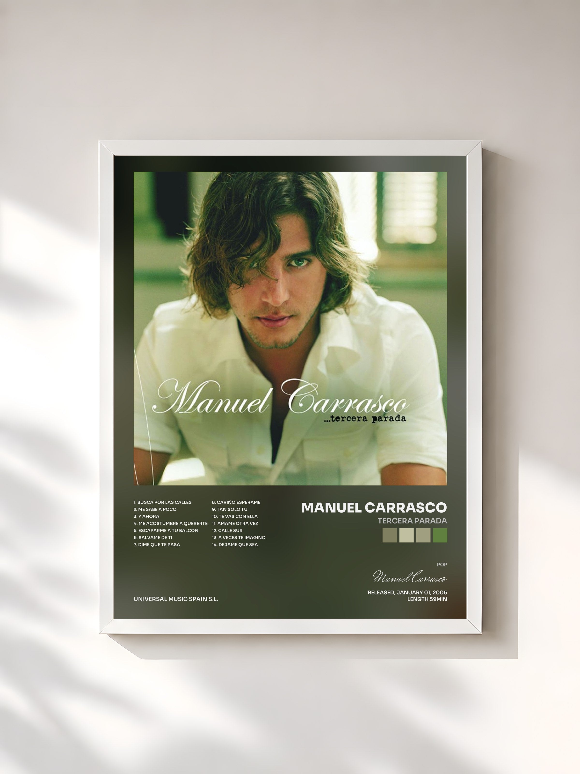 #blanc Tableau de l'album Tercera Parada de Manuel Carrasco, cadre blanc, imprimé et encadré en France