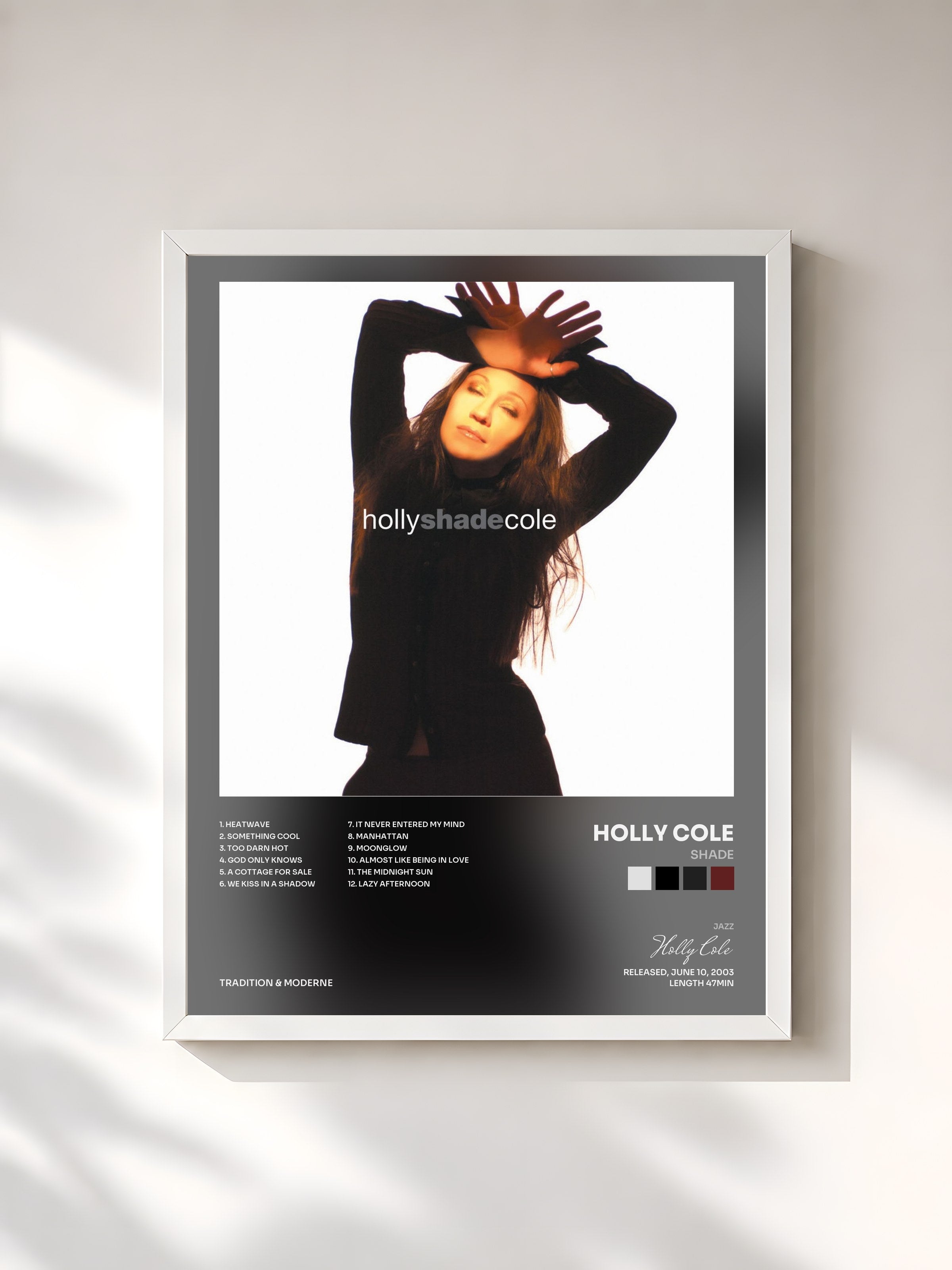 #blanc Tableau de l'album Shade de Holly Cole, cadre blanc, imprimé et encadré en France