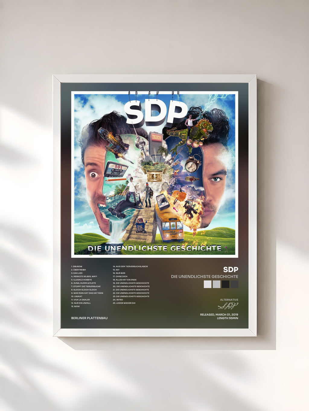 #blanc Tableau de l'album Die Unendlichste Geschichte de SDP, cadre blanc, imprimé et encadré en France