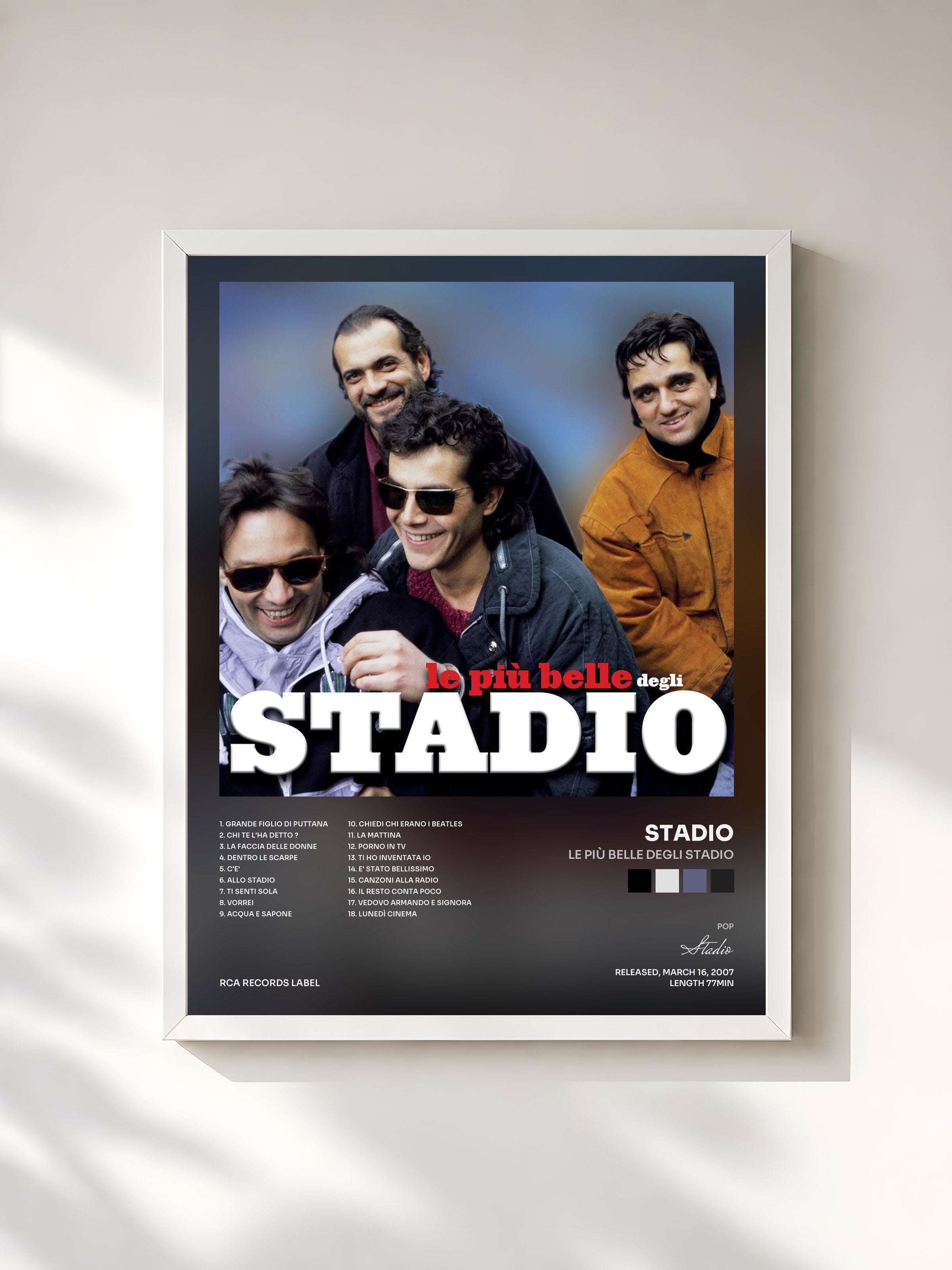 #blanc Tableau de l'album Le Più Belle Degli Stadio de Stadio, cadre blanc, imprimé et encadré en France
