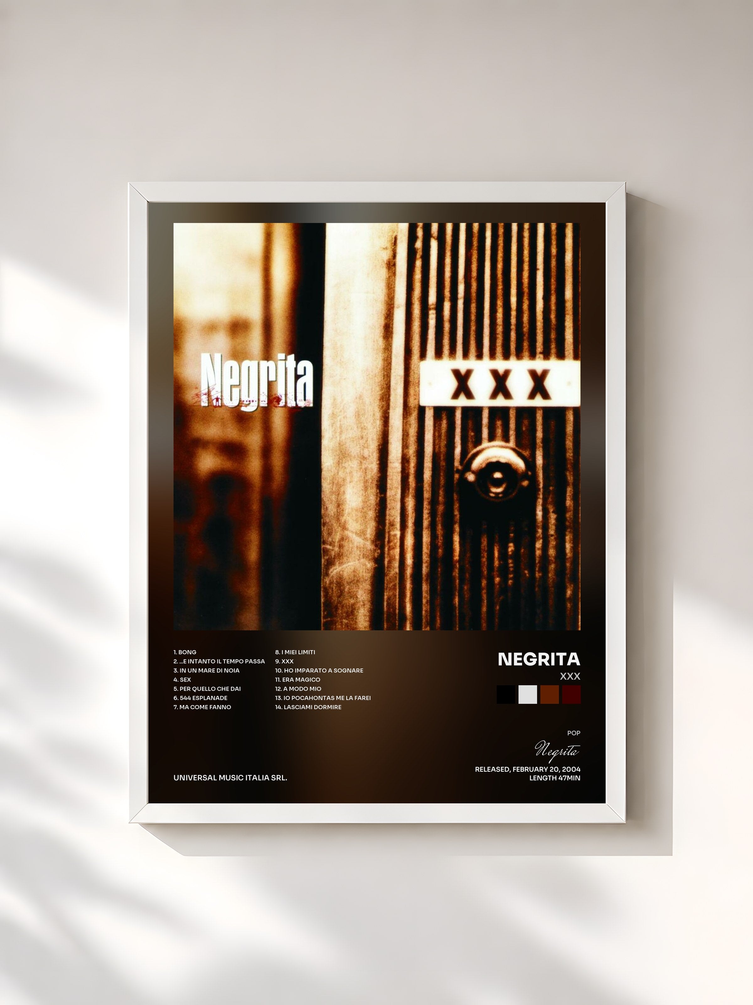 #blanc Tableau de l'album Xxx de Negrita, cadre blanc, imprimé et encadré en France