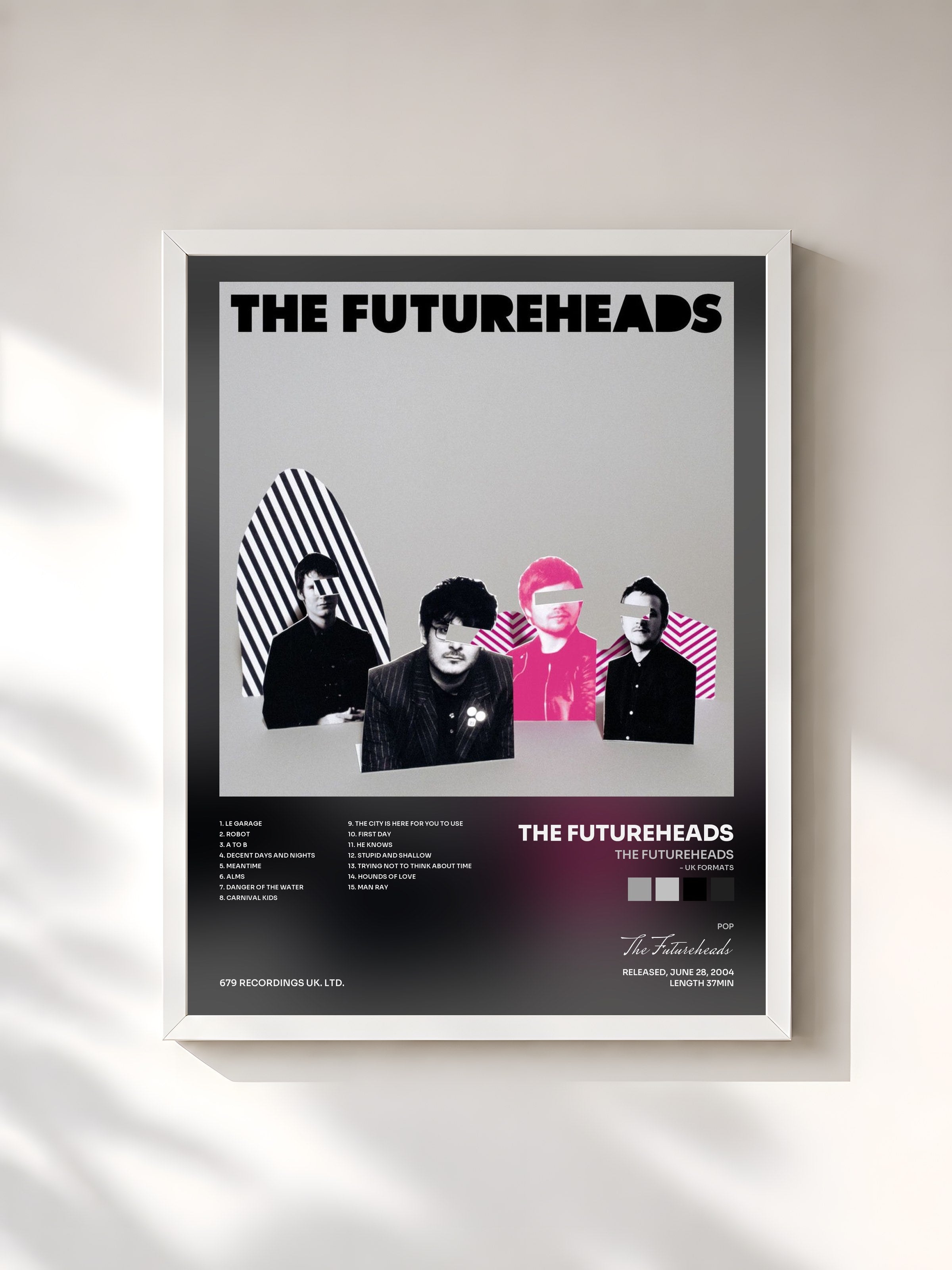 #blanc Tableau de l'album The Futureheads (- UK Formats) de The Futureheads, cadre blanc, imprimé et encadré en France