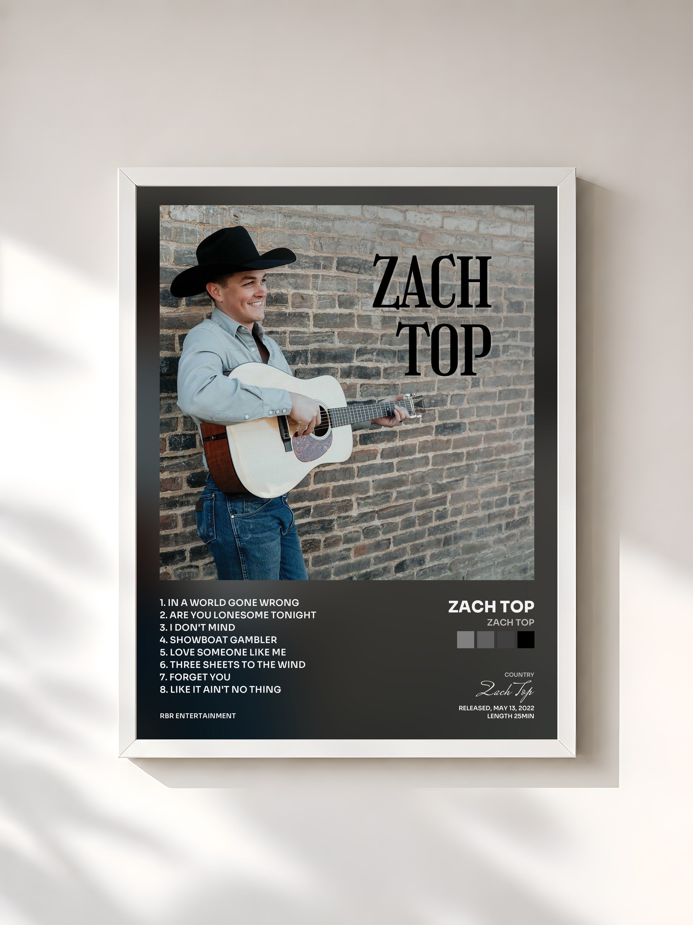 #blanc Tableau de l'album Zach Top de Zach Top, cadre blanc, imprimé et encadré en France