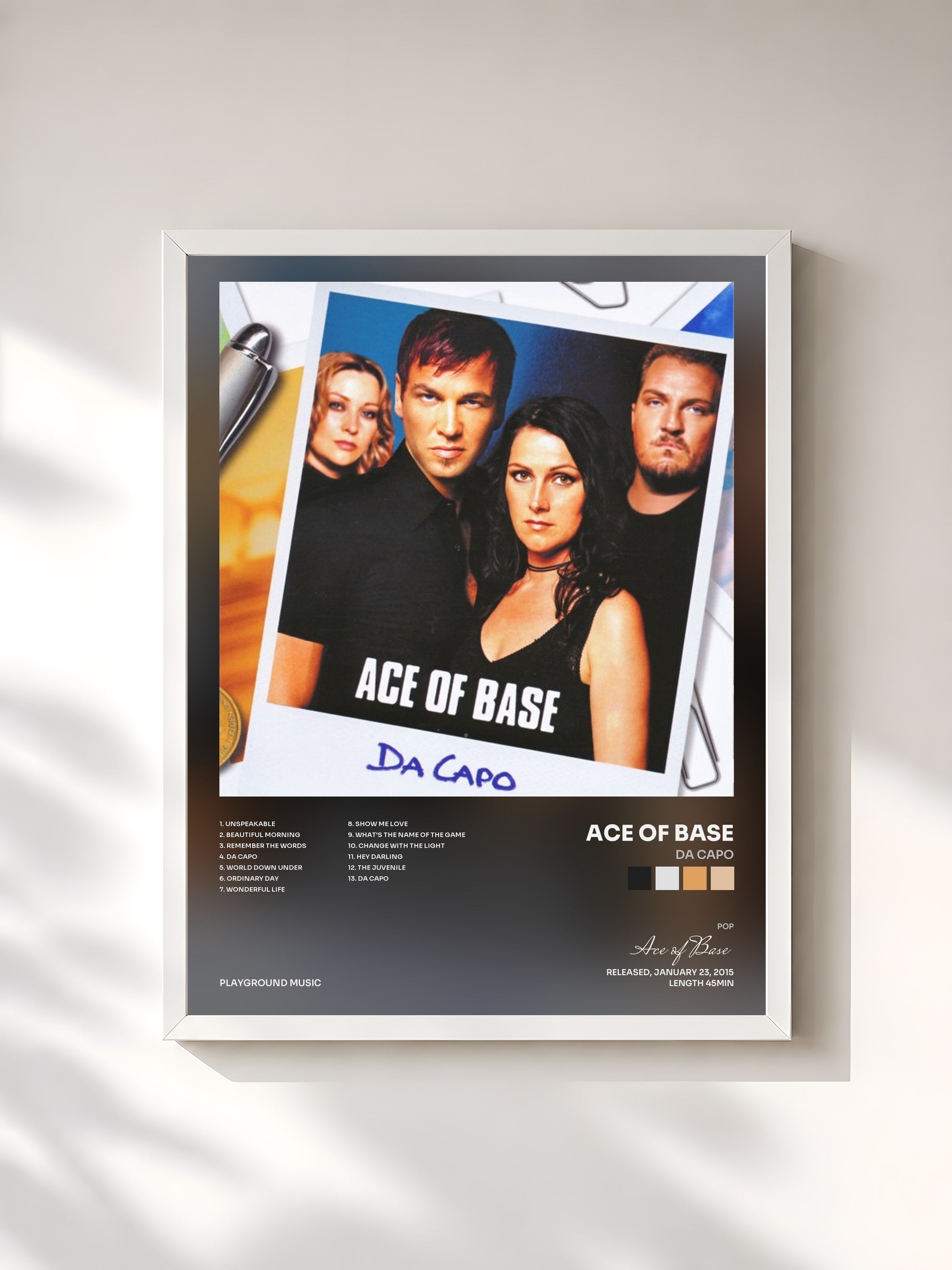 #blanc Tableau de l'album Da Capo de Ace of Base, cadre blanc, imprimé et encadré en France
