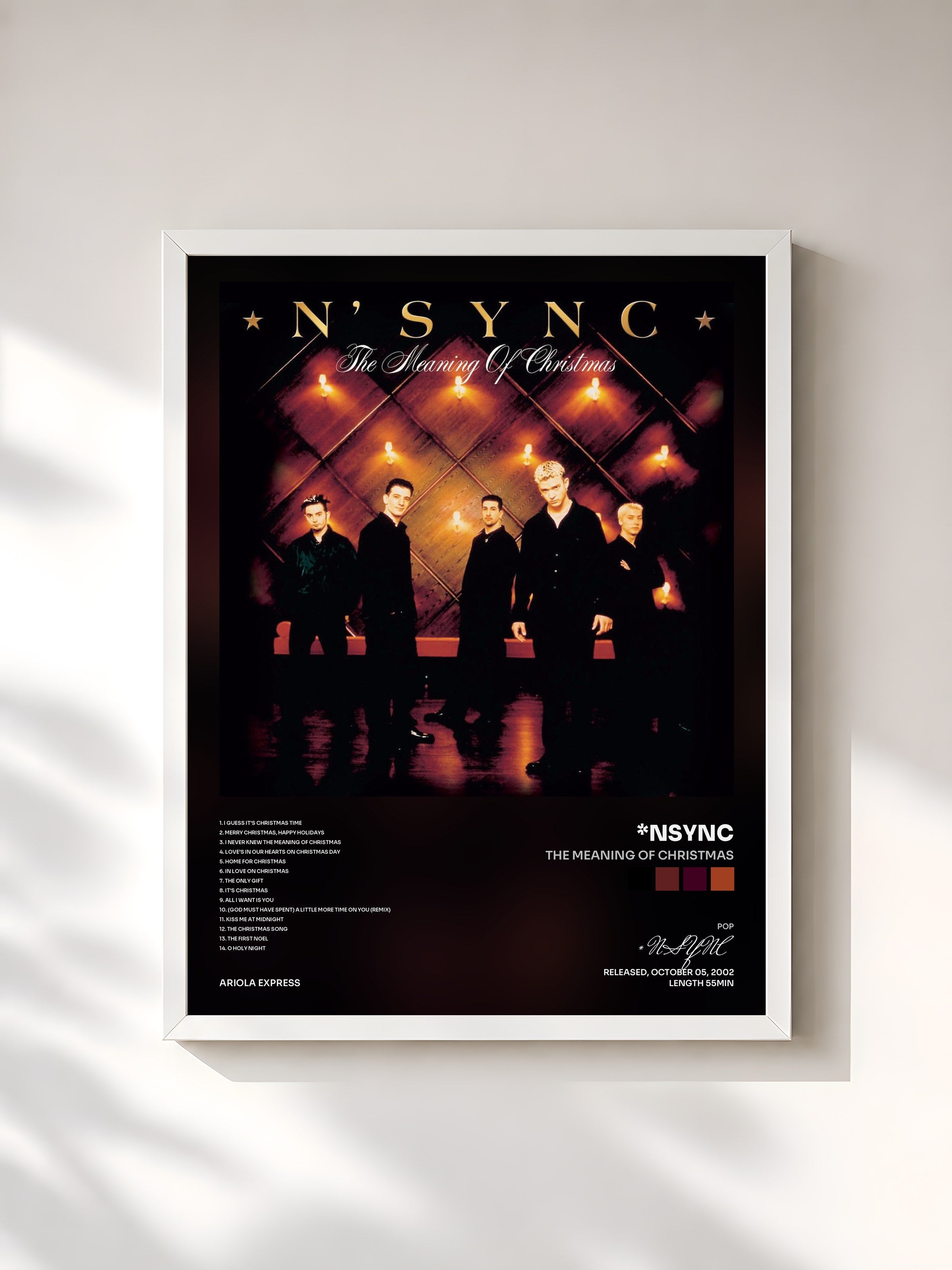#blanc Tableau de l'album The Meaning Of Christmas de *NSYNC, cadre blanc, imprimé et encadré en France
