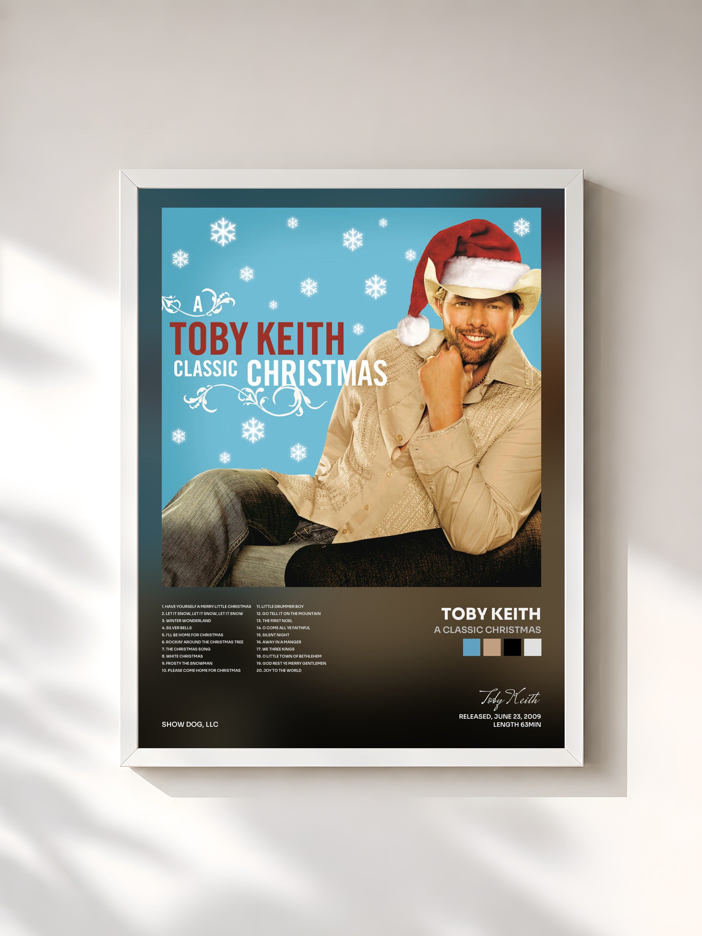 #blanc Tableau de l'album A Classic Christmas de Toby Keith, cadre blanc, imprimé et encadré en France