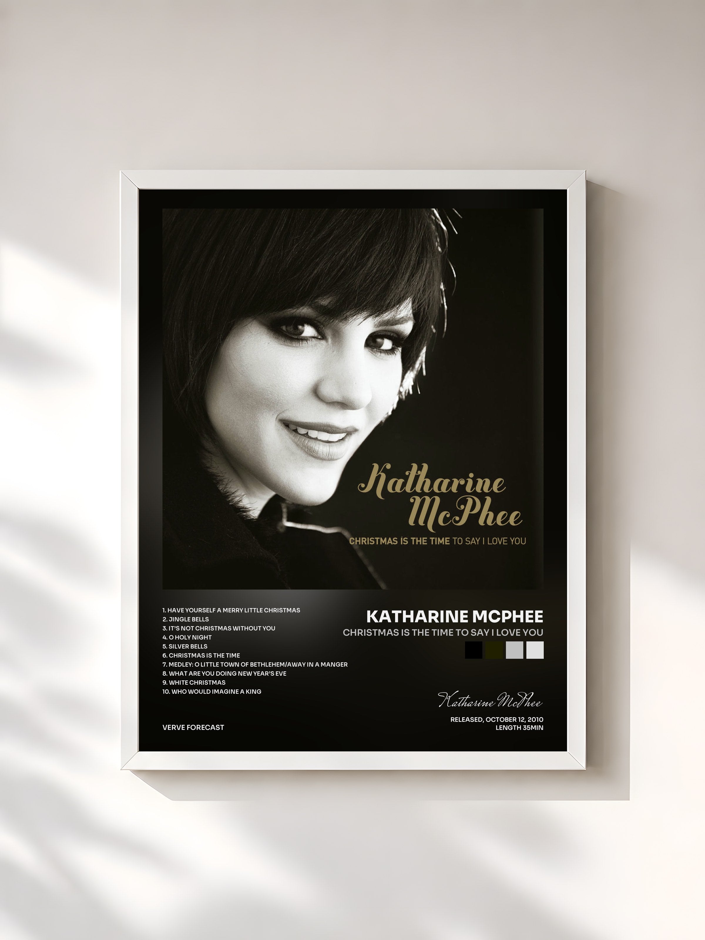 #blanc Tableau de l'album Christmas Is The Time To Say I Love You de Katharine McPhee, cadre blanc, imprimé et encadré en France