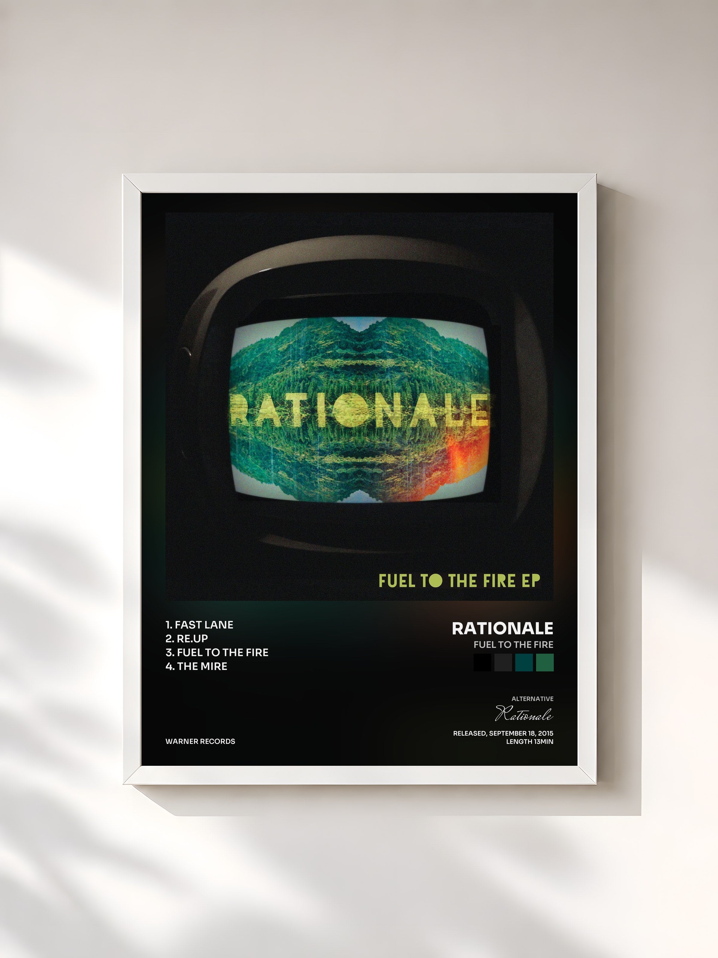 #blanc Tableau de l'album Fuel To The Fire de Rationale, cadre blanc, imprimé et encadré en France