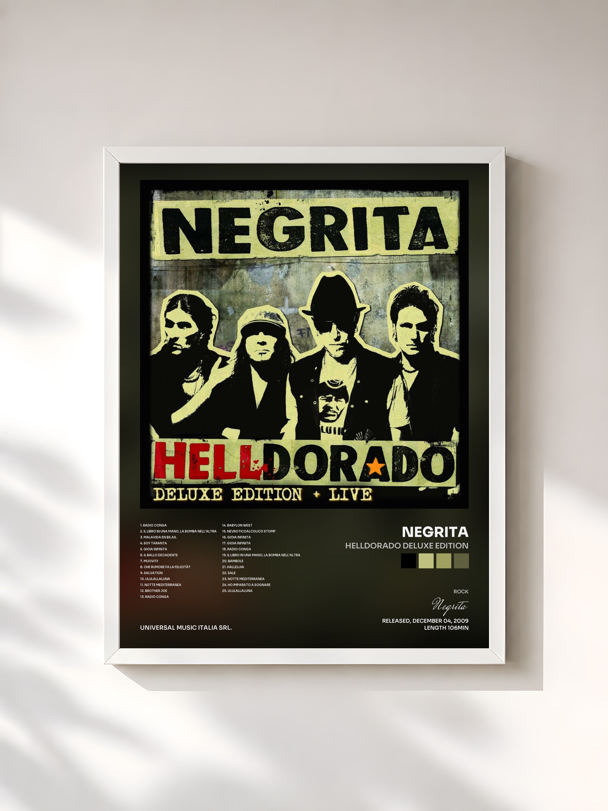 #blanc Tableau de l'album Helldorado Deluxe Edition de Negrita, cadre blanc, imprimé et encadré en France