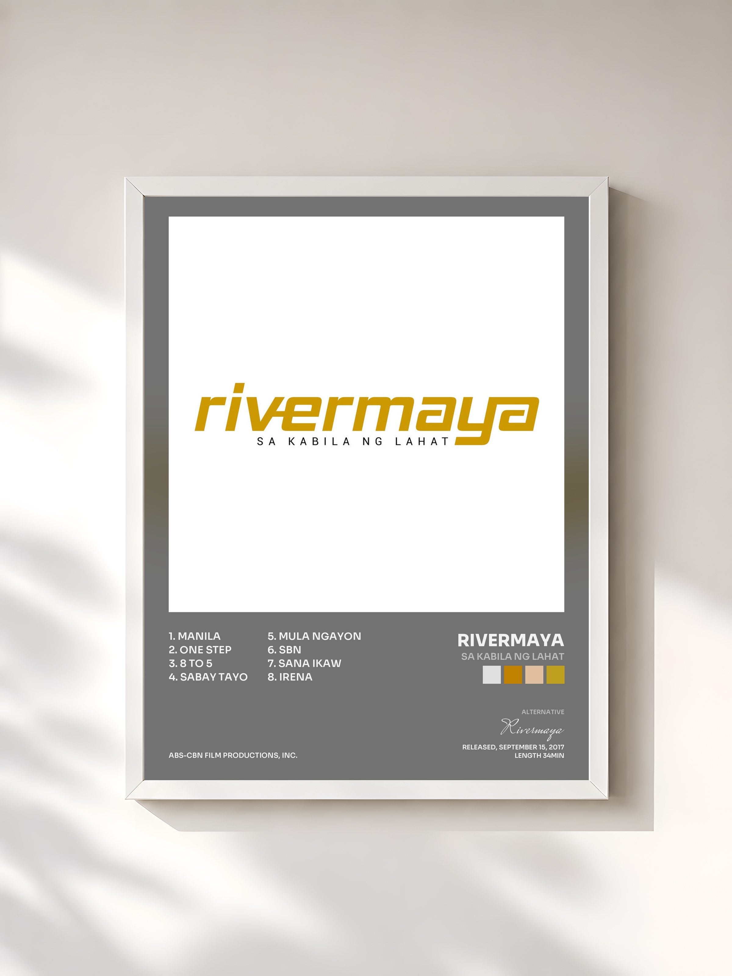 #blanc Tableau de l'album Sa Kabila Ng Lahat de Rivermaya, cadre blanc, imprimé et encadré en France