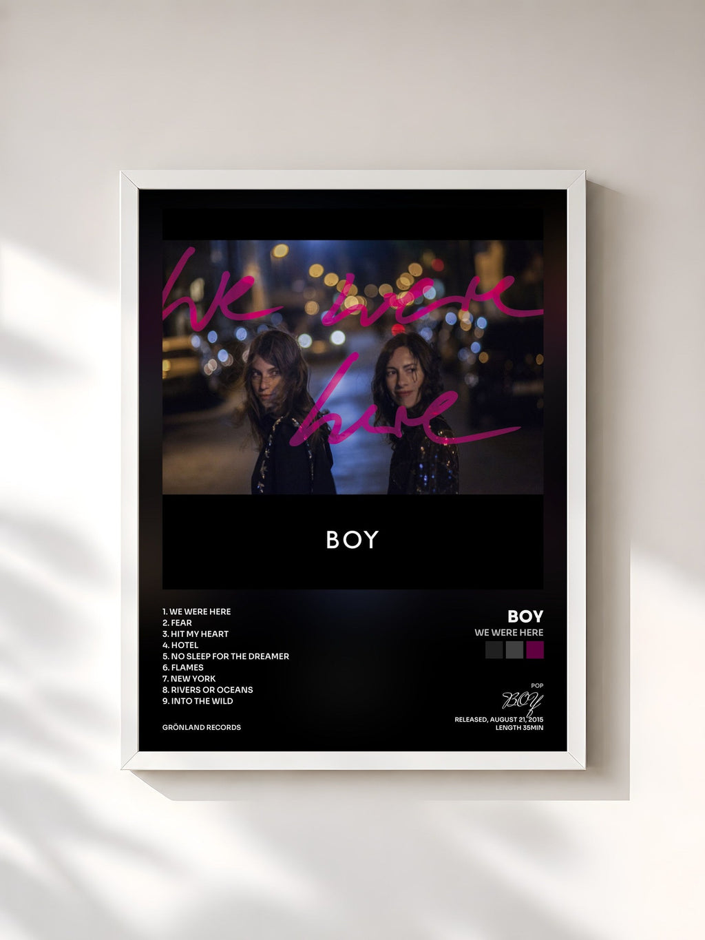 #blanc Tableau de l'album We Were Here de BOY, cadre blanc, imprimé et encadré en France