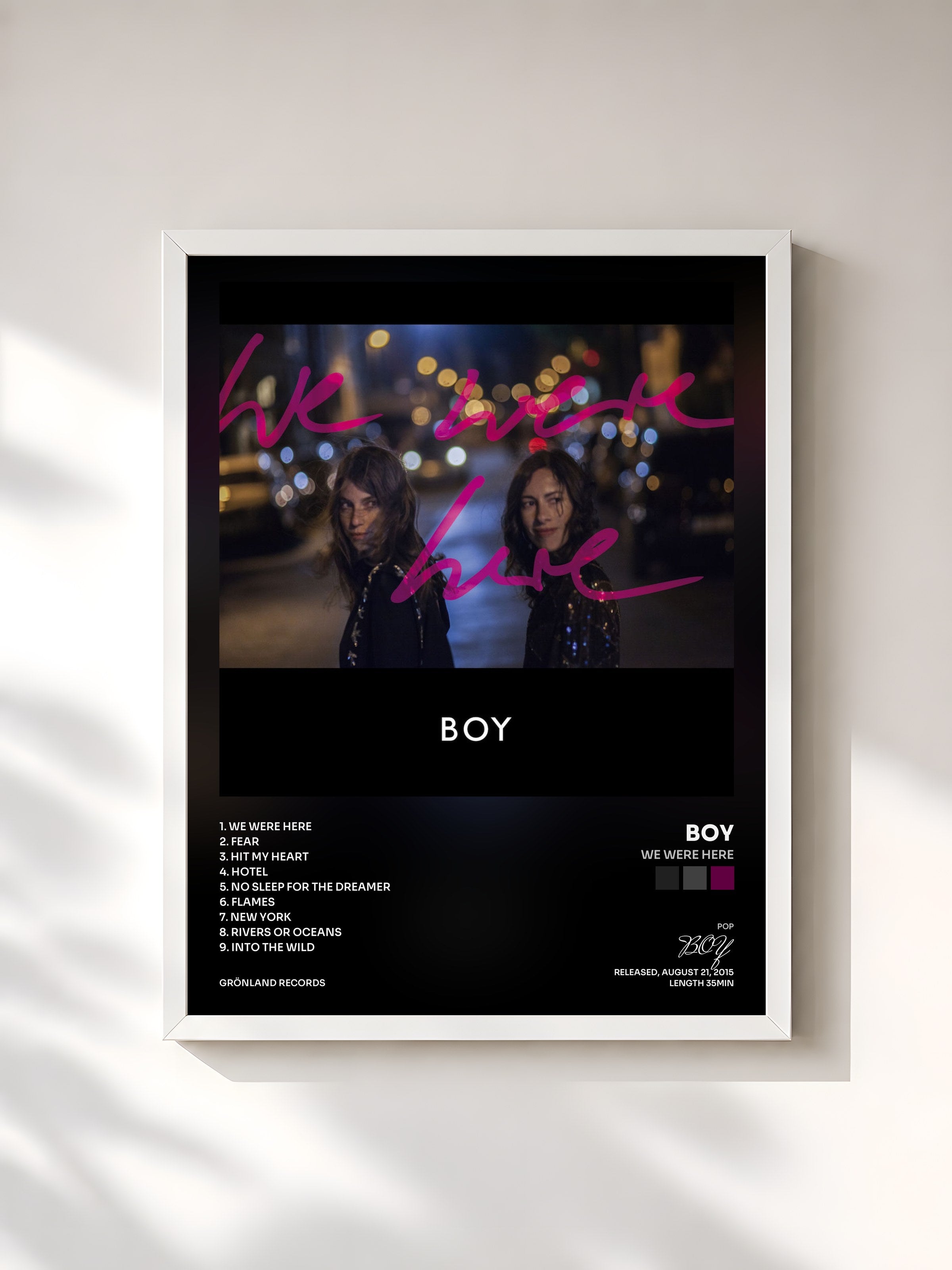 #blanc Tableau de l'album We Were Here de BOY, cadre blanc, imprimé et encadré en France