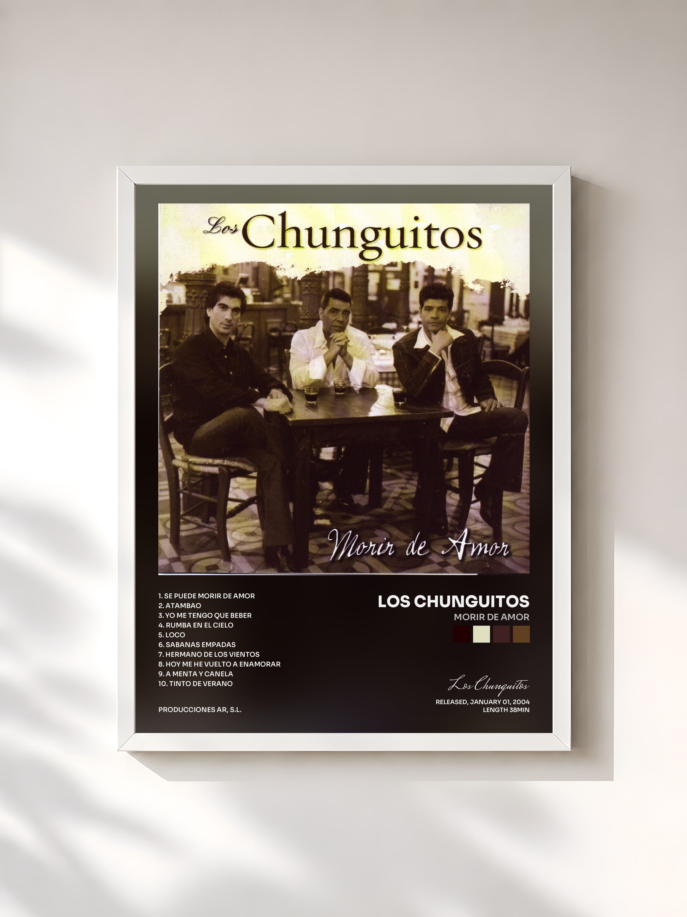 #blanc Tableau de l'album Morir De Amor de Los Chunguitos, cadre blanc, imprimé et encadré en France