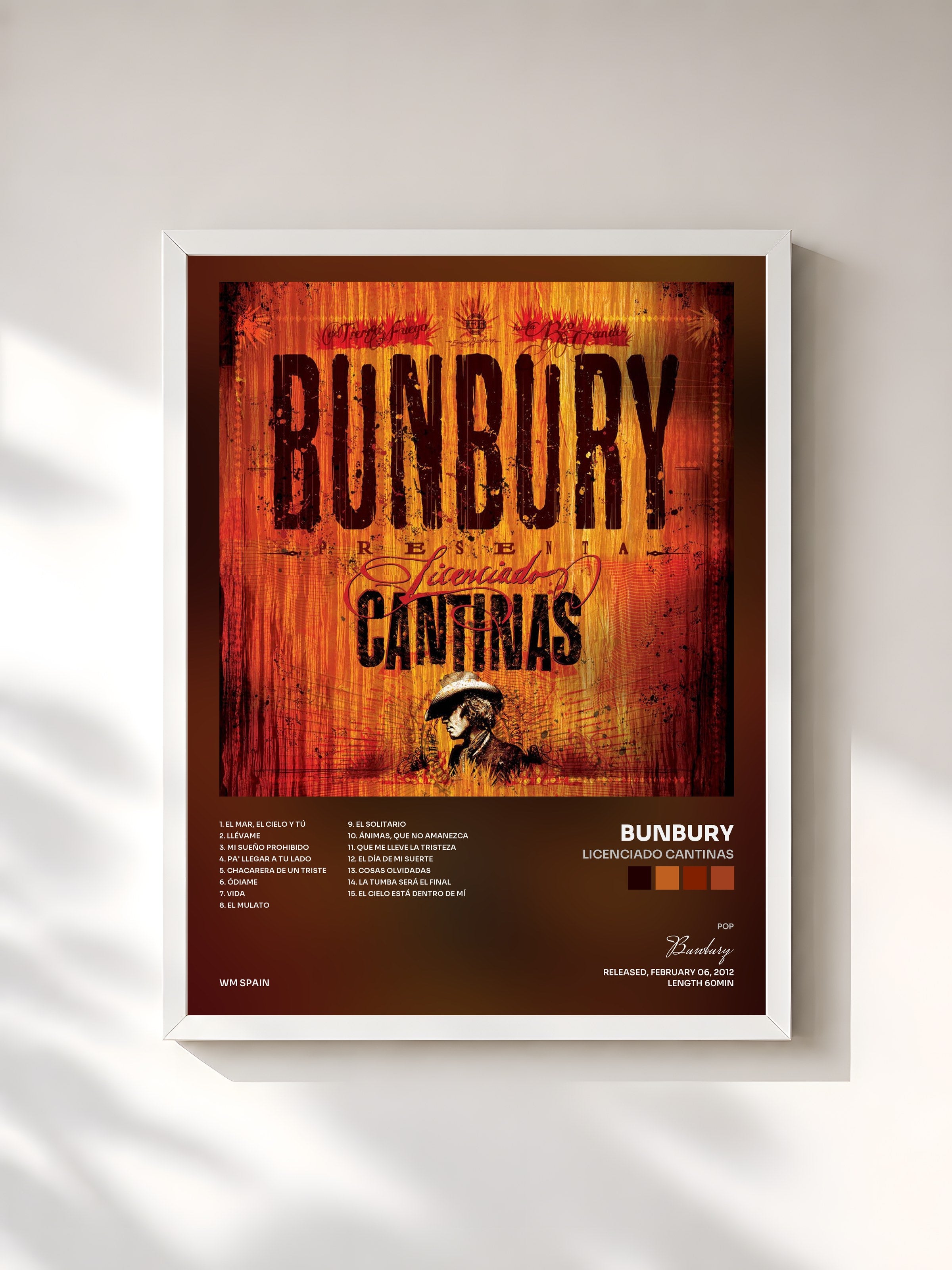 #blanc Tableau de l'album Licenciado cantinas de Bunbury, cadre blanc, imprimé et encadré en France